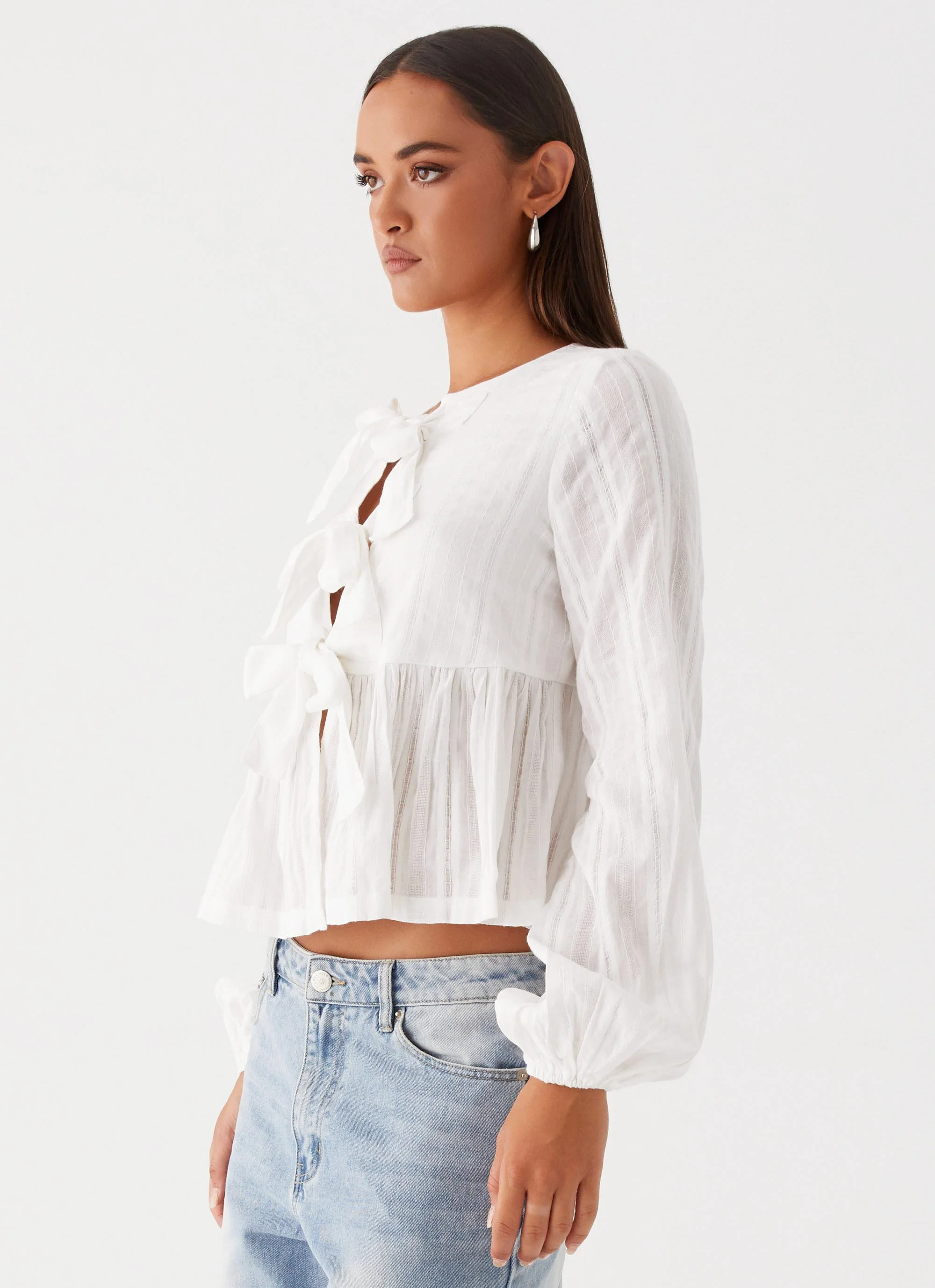 Western Wind Long Sleeve Top - White - Image 4