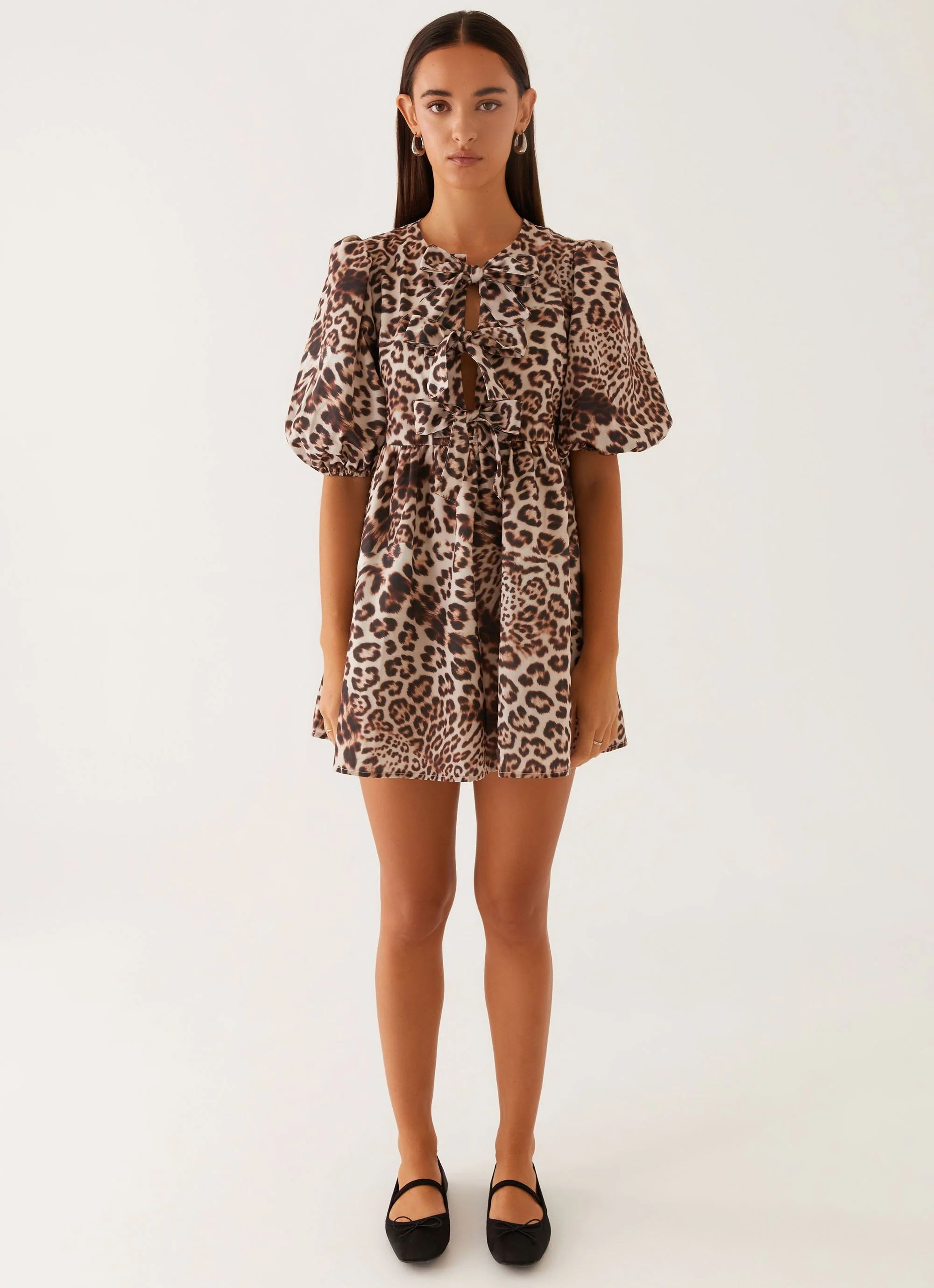Western Wind Tie Mini Dress - Leopard - Image 2