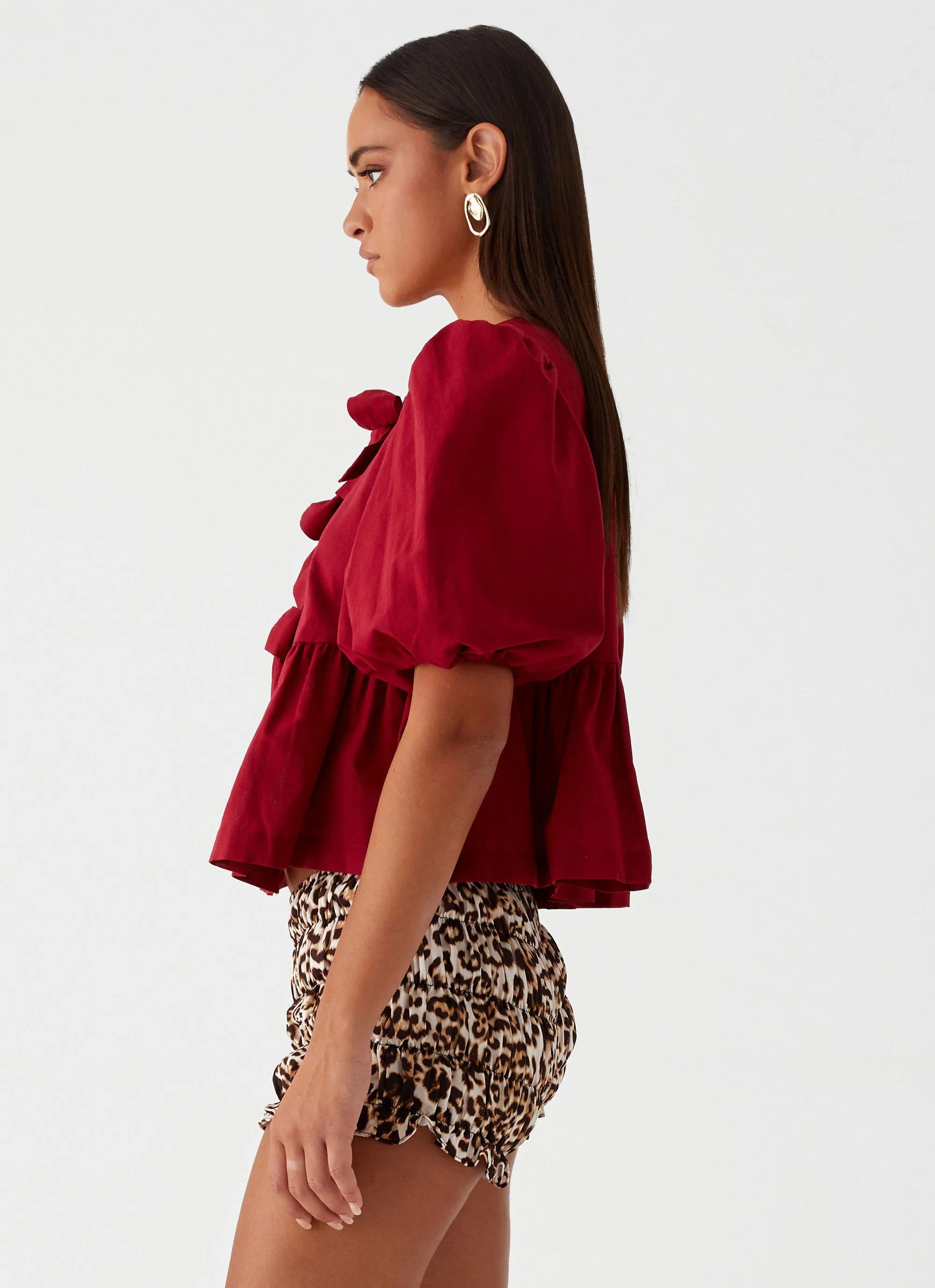 Western Wind Tie Top - Maroon - Image 3