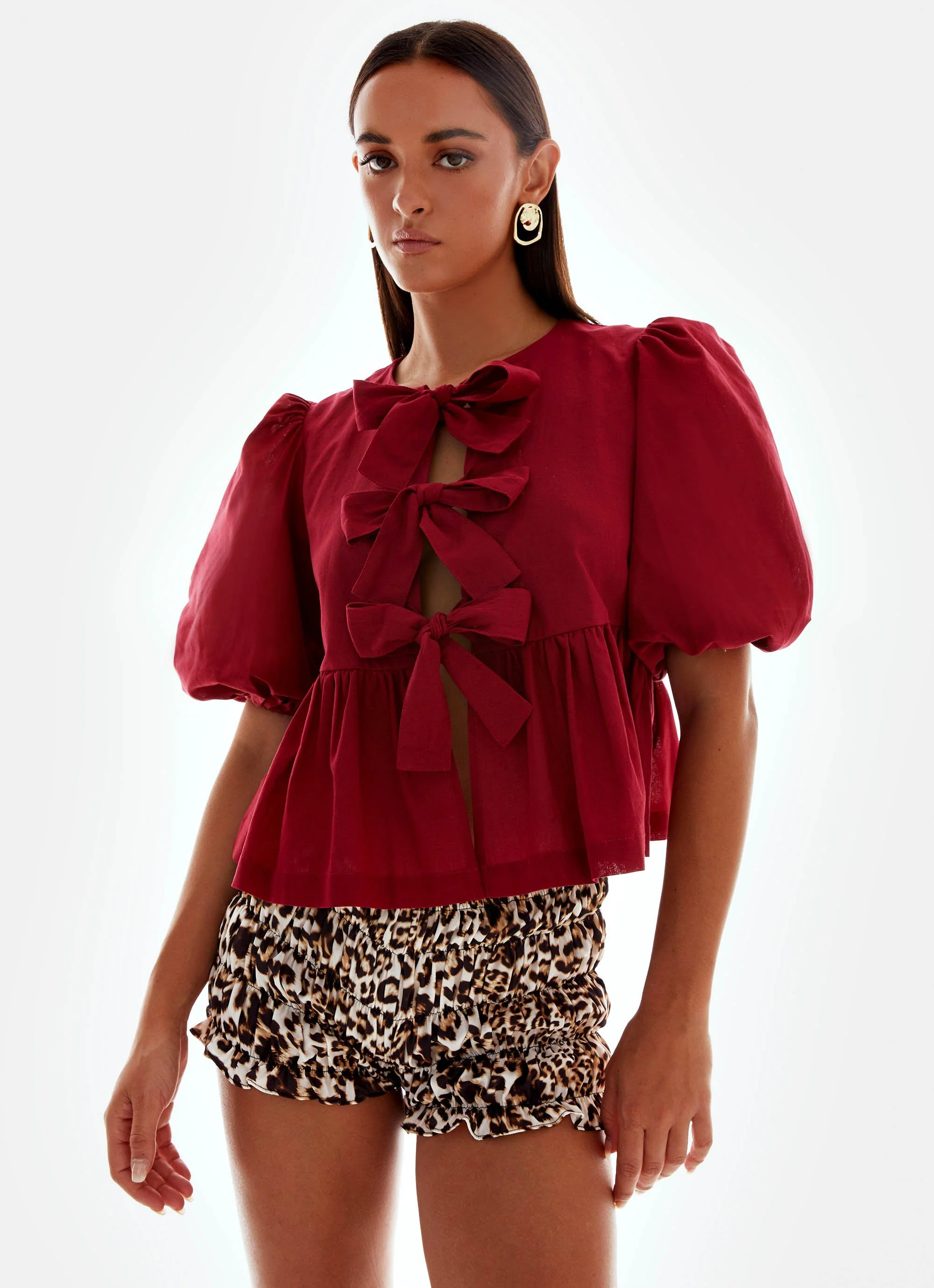 Western Wind Tie Top - Maroon - Image 5