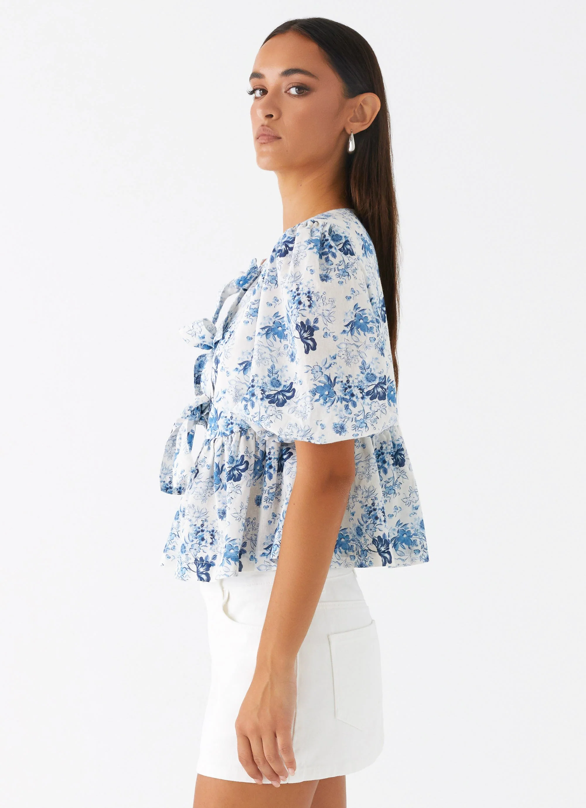 Western Wind Tie Top - Serene Sky Floral - Image 3