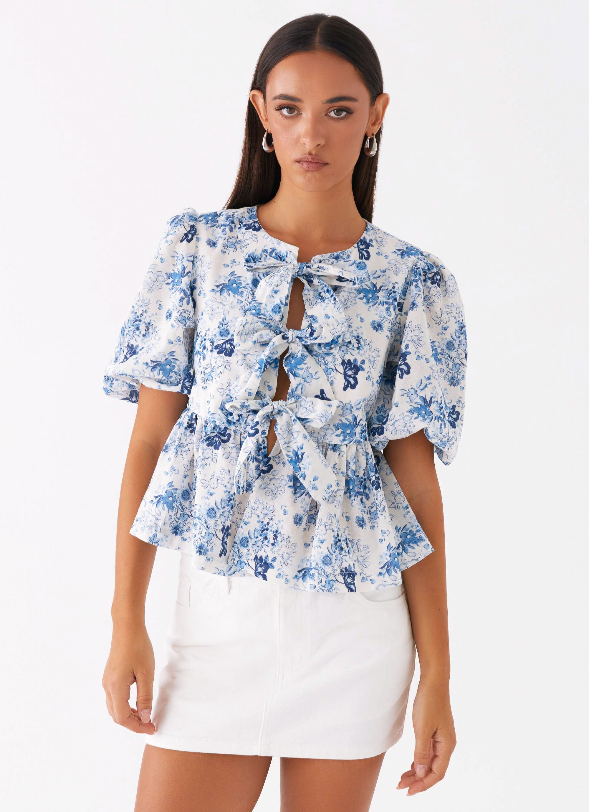 Western Wind Tie Top - Serene Sky Floral - Image 6