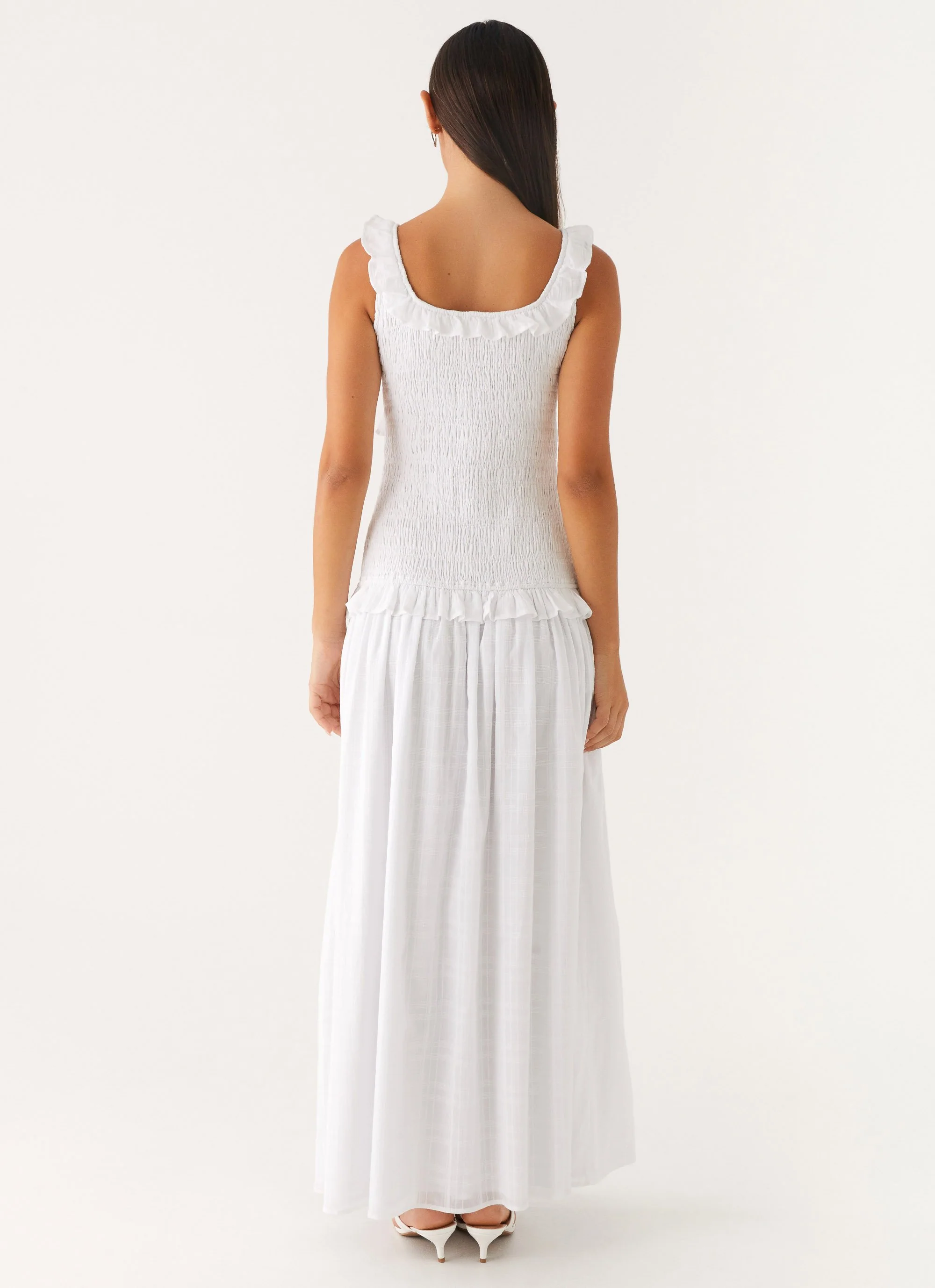 Westlyn Shirred Maxi Dress - White - Image 4