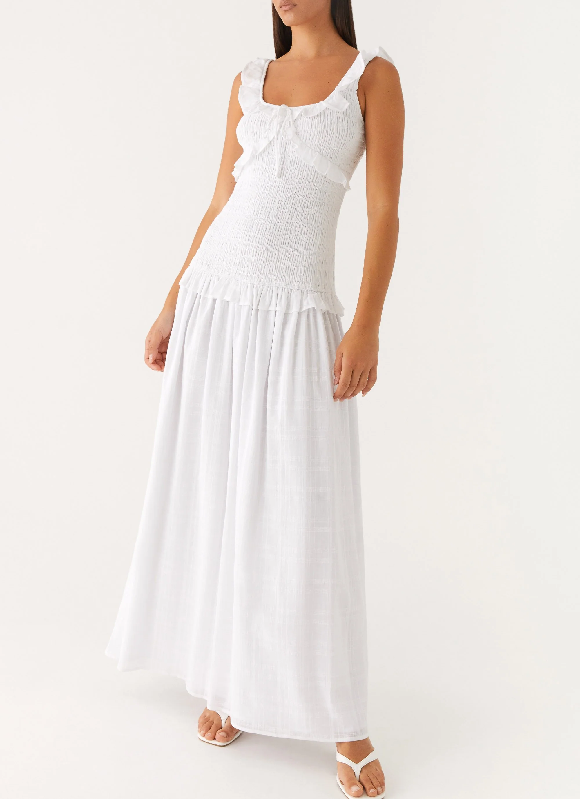 Westlyn Shirred Maxi Dress - White - Image 6