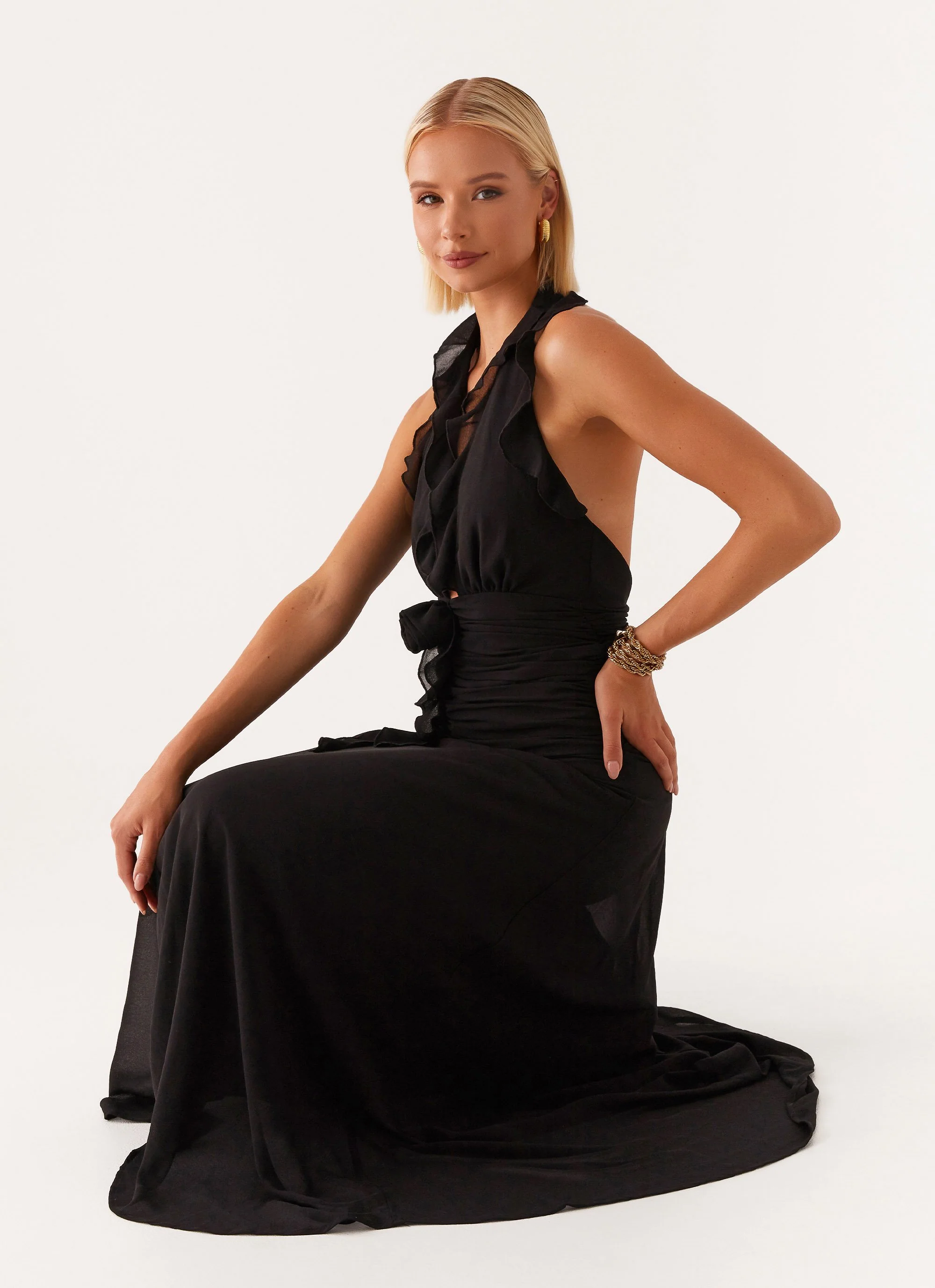 What You Need Frill Maxi Dress - Black - Image 5