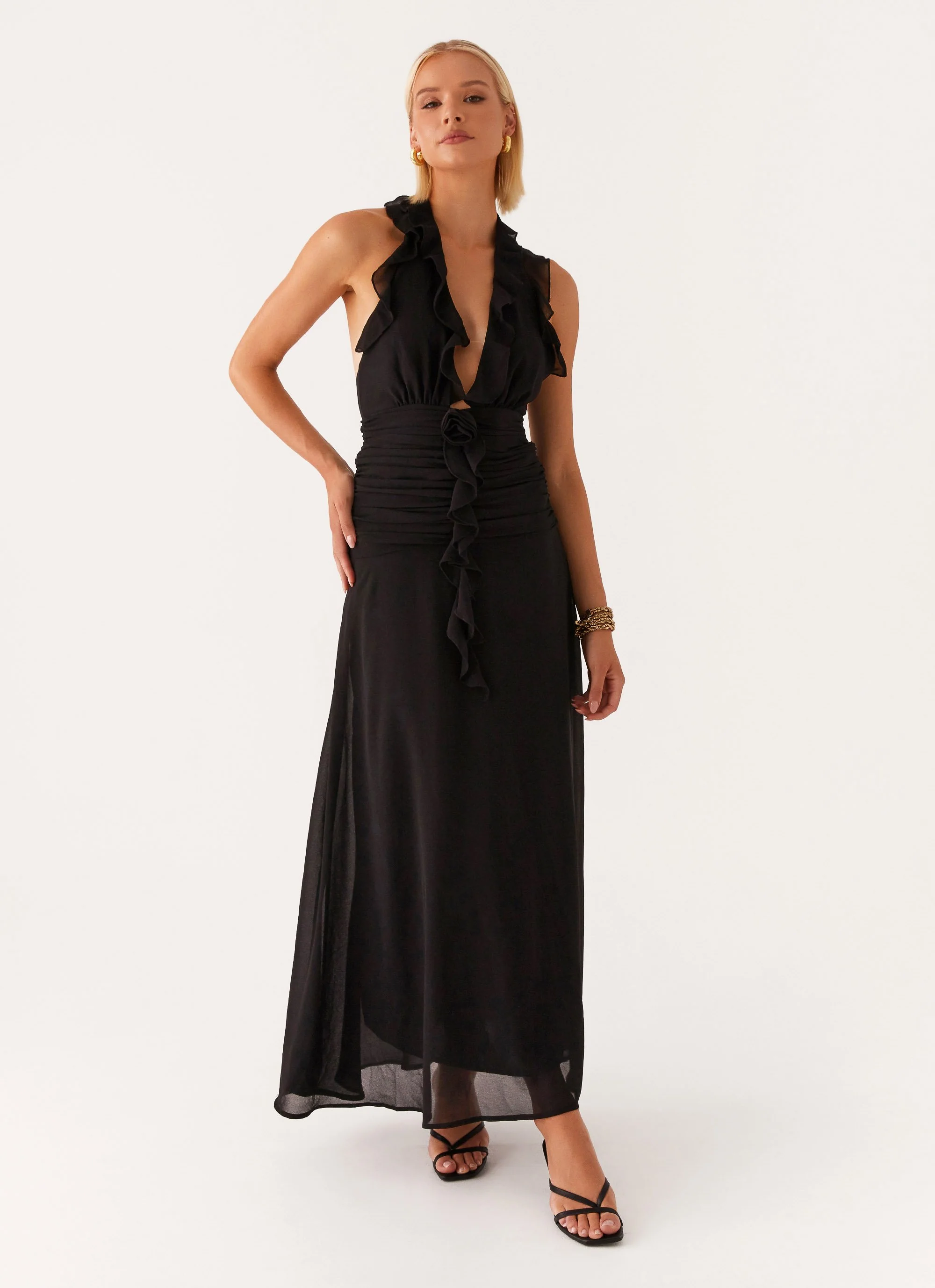 What You Need Frill Maxi Dress - Black - Image 6