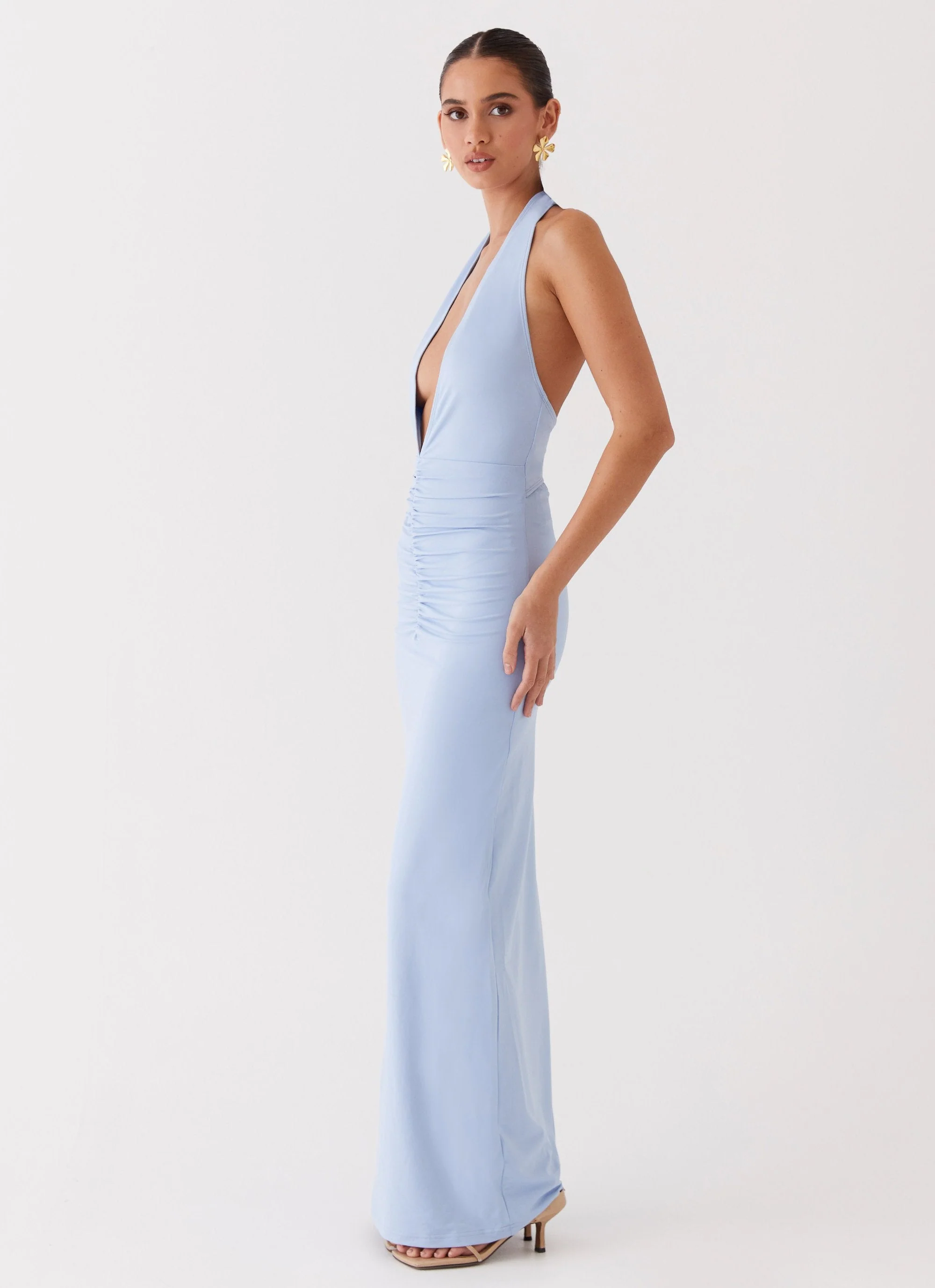 Whisked Away Halterneck Maxi Dress - Blue - Image 4