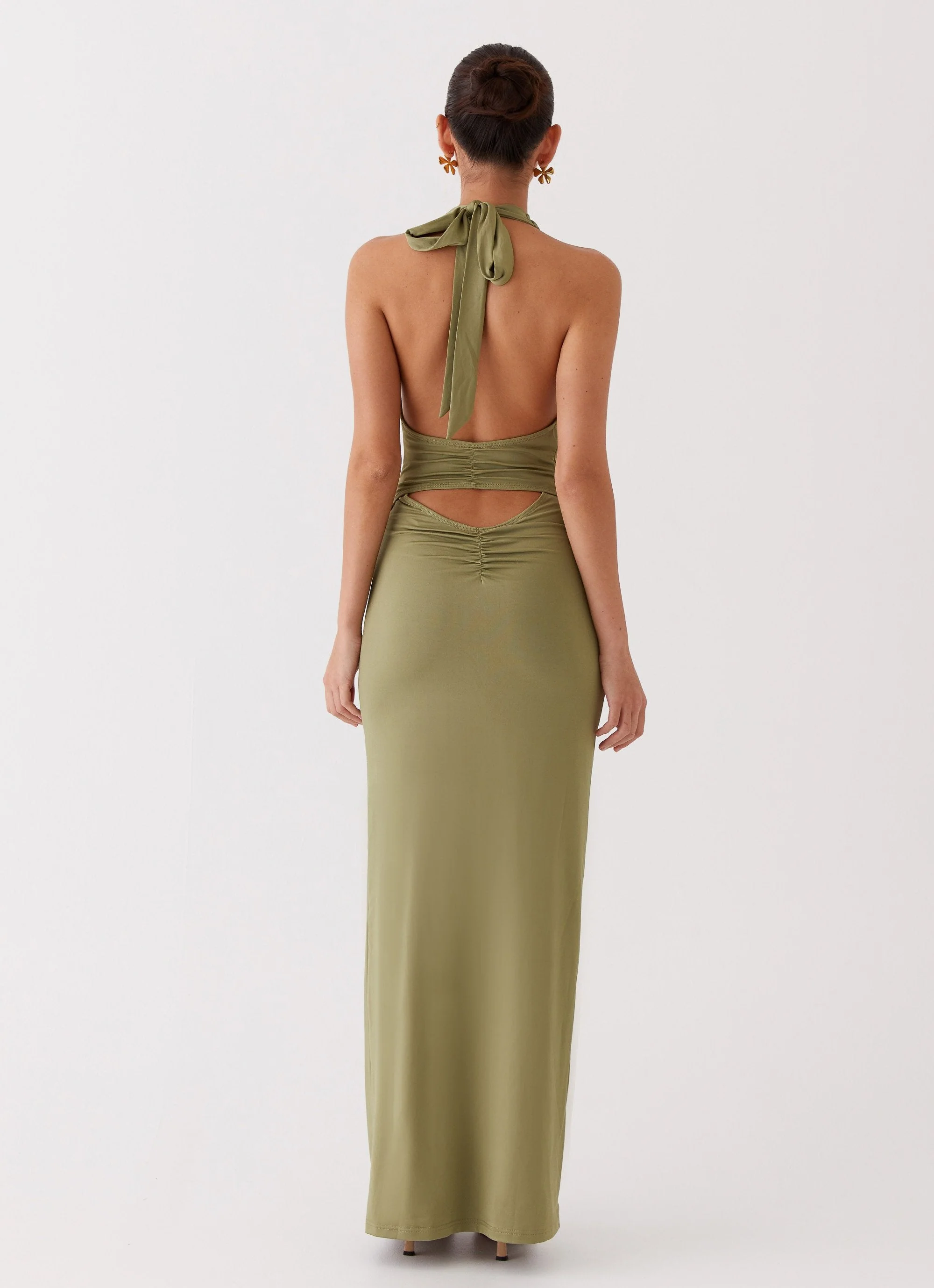 Whisked Away Halterneck Maxi Dress - Olive - Image 5