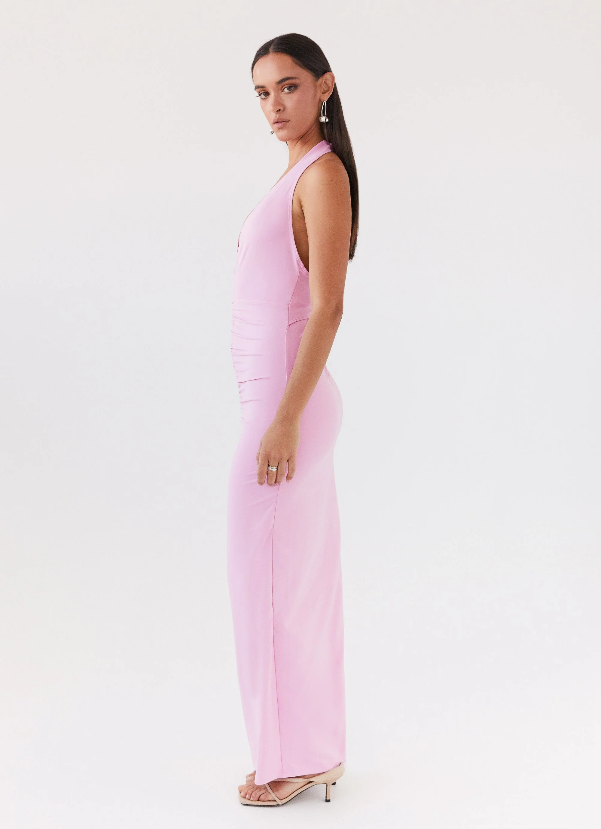 Whisked Away Halterneck Maxi Dress - Pink - Image 3