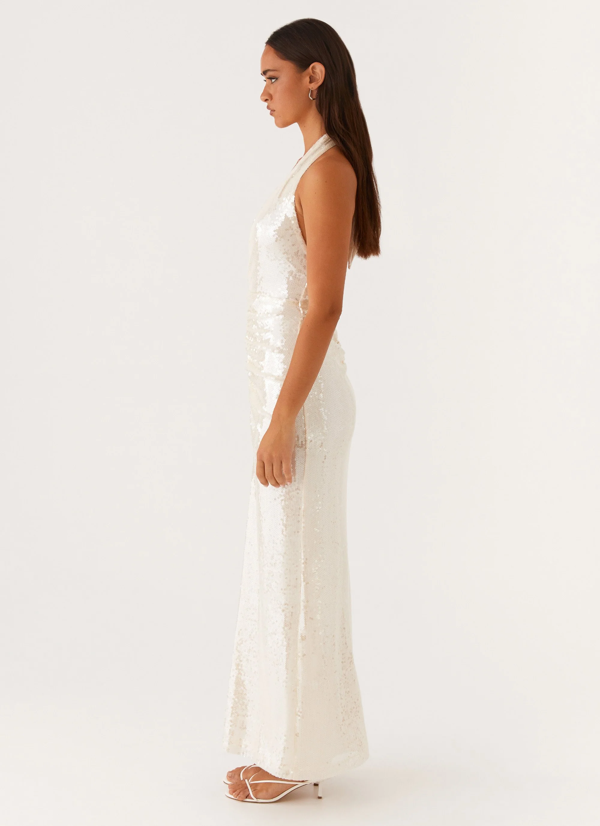 Whisked Away Halterneck Maxi Dress - White - Image 4