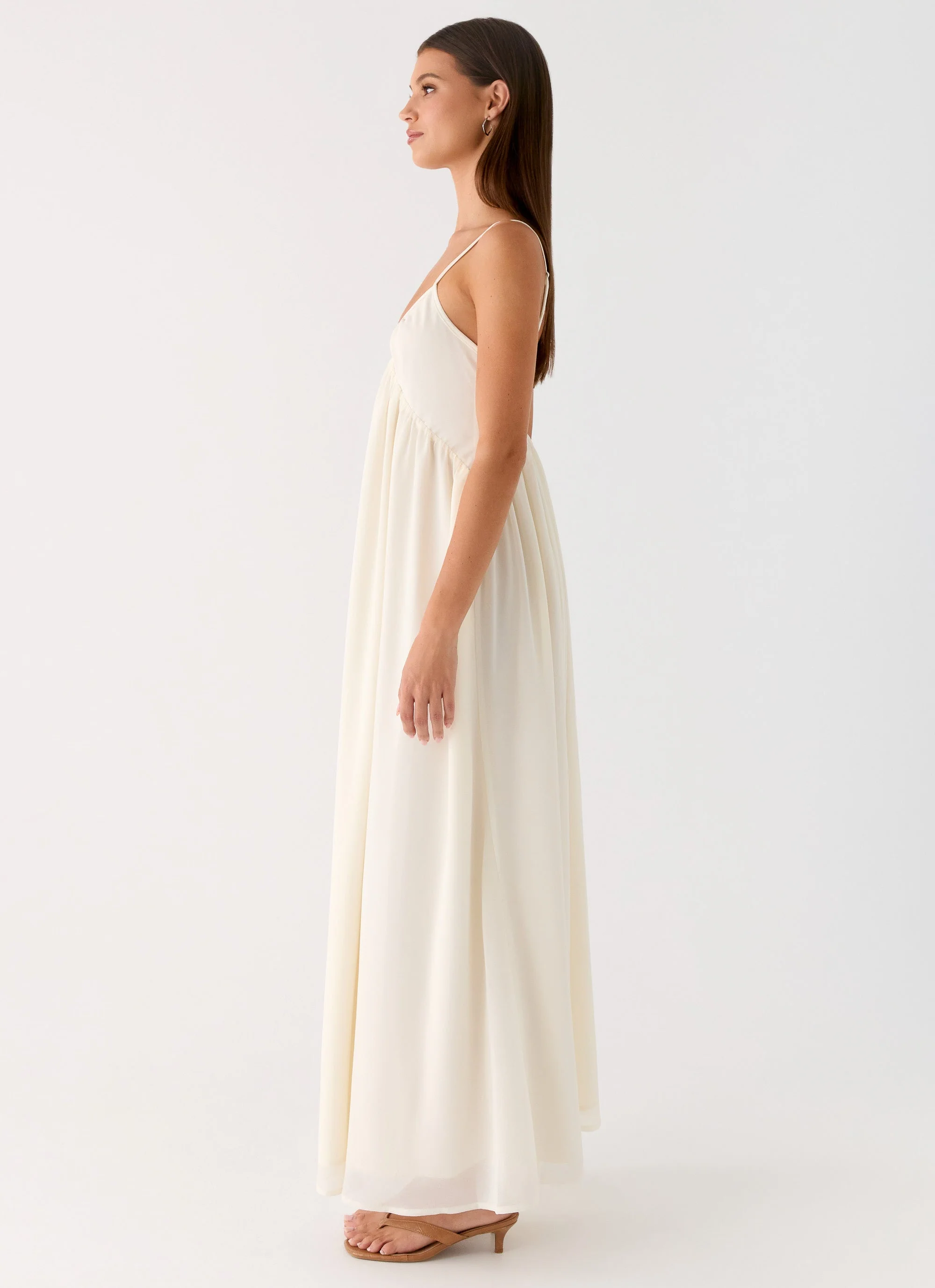 Whisperlight Chiffon Scooped Neck Maxi Dress - White - Image 2