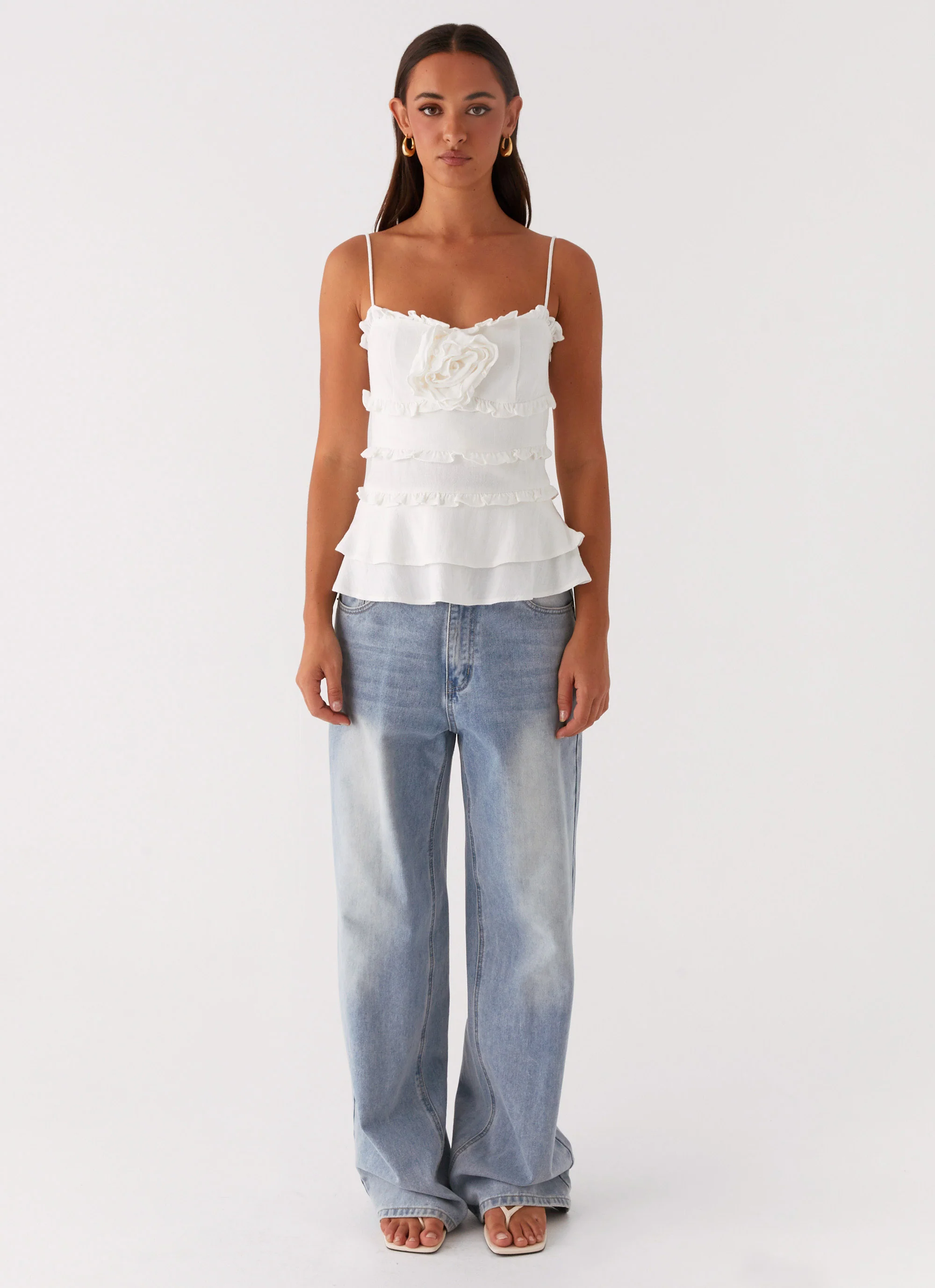 Wilde Linen Rose Top - White - Image 2