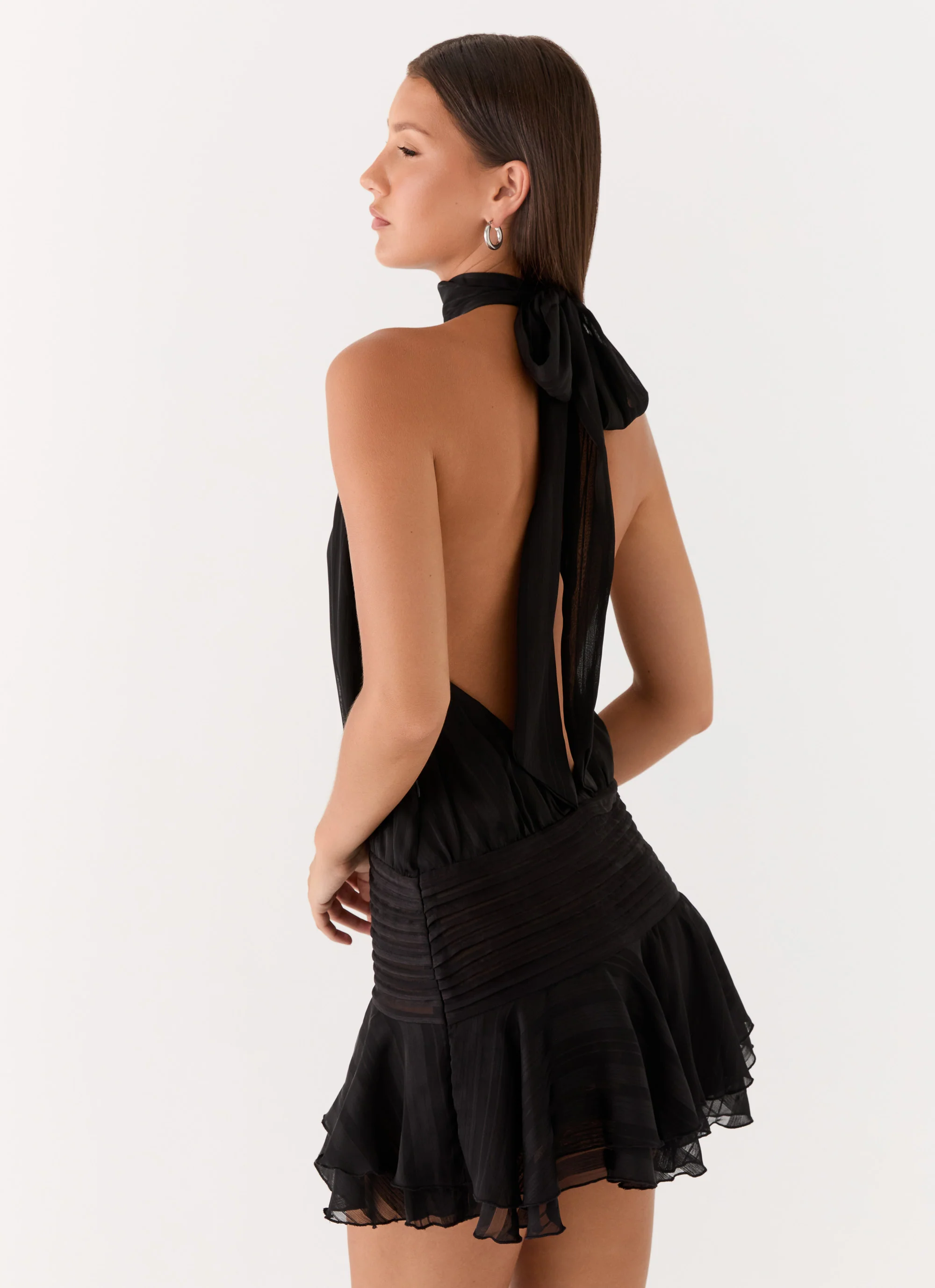 Willow Chiffon Mini Dress - Black - Image 3