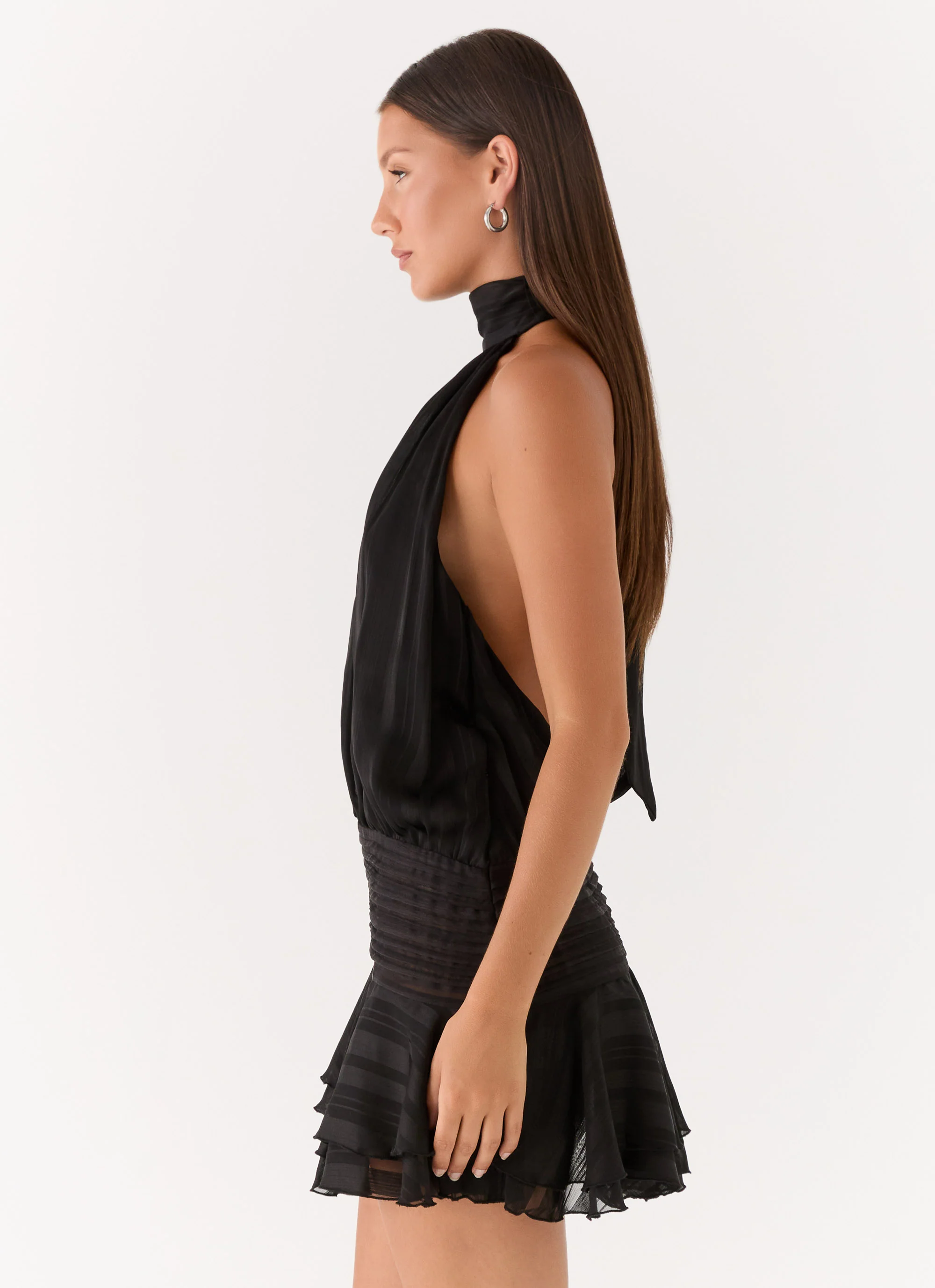 Willow Chiffon Mini Dress - Black - Image 4