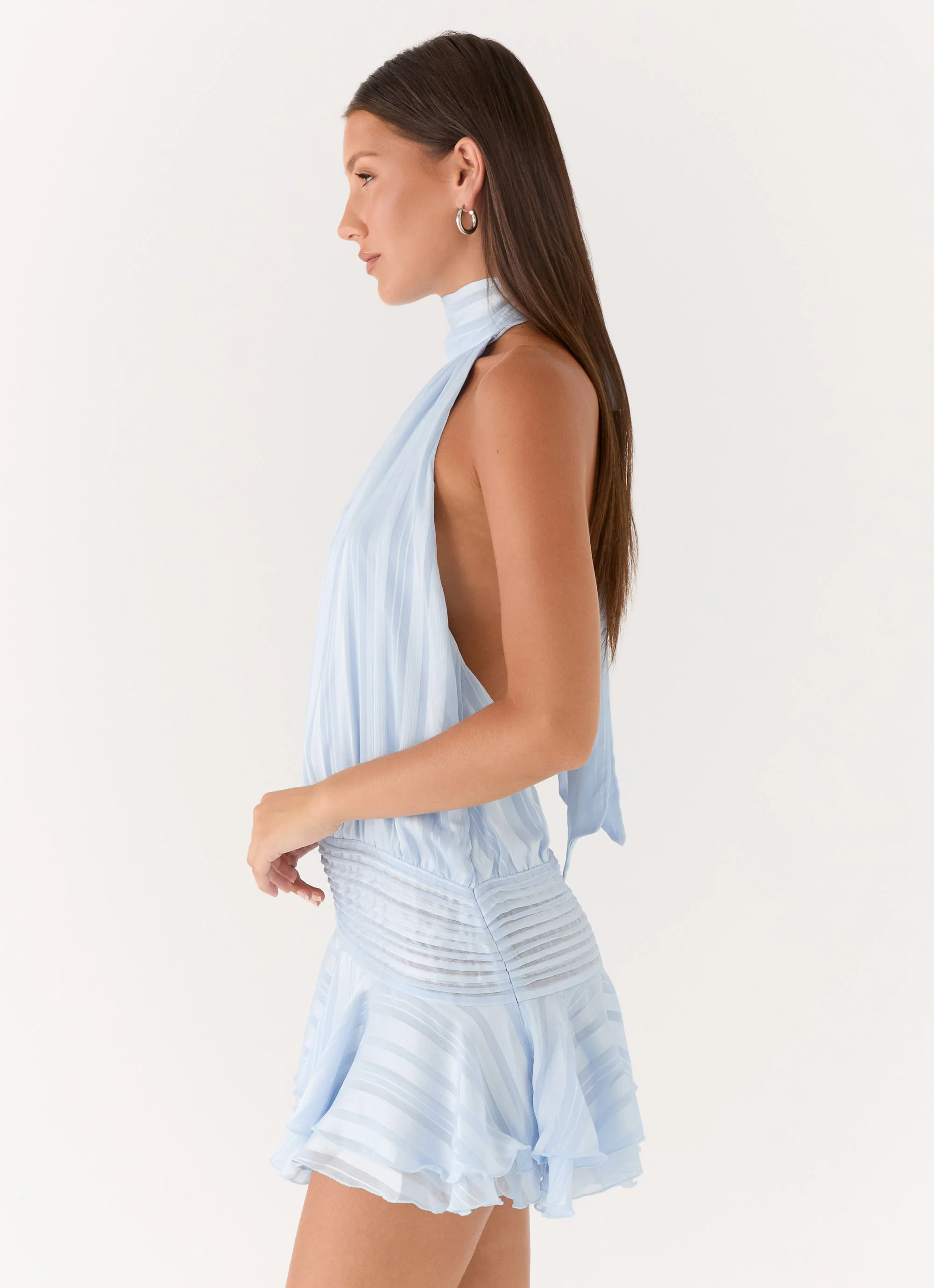 Willow Chiffon Mini Dress - Blue - Image 3