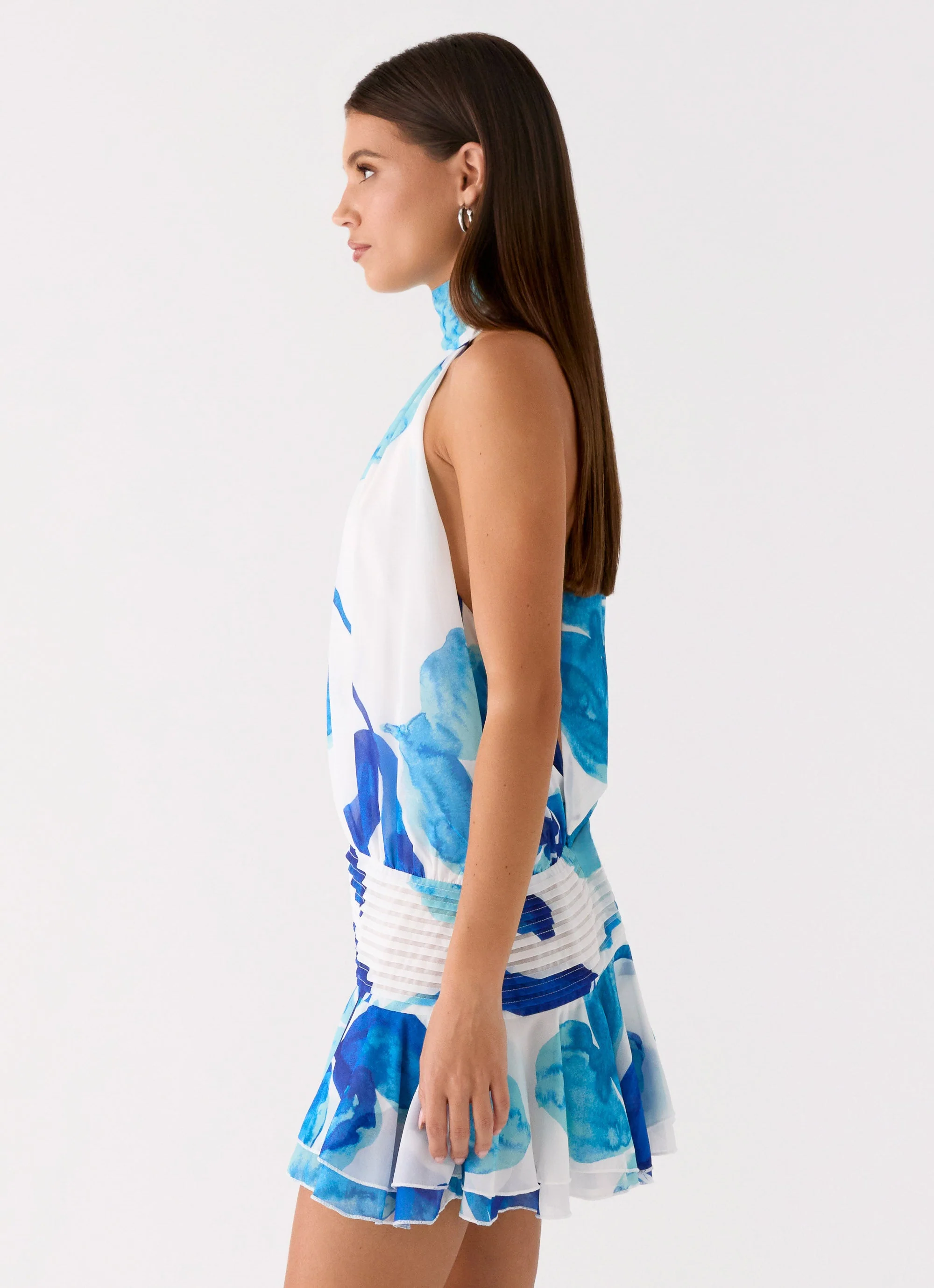 Willow Chiffon Mini Dress - Cerulean Bloom - Image 2