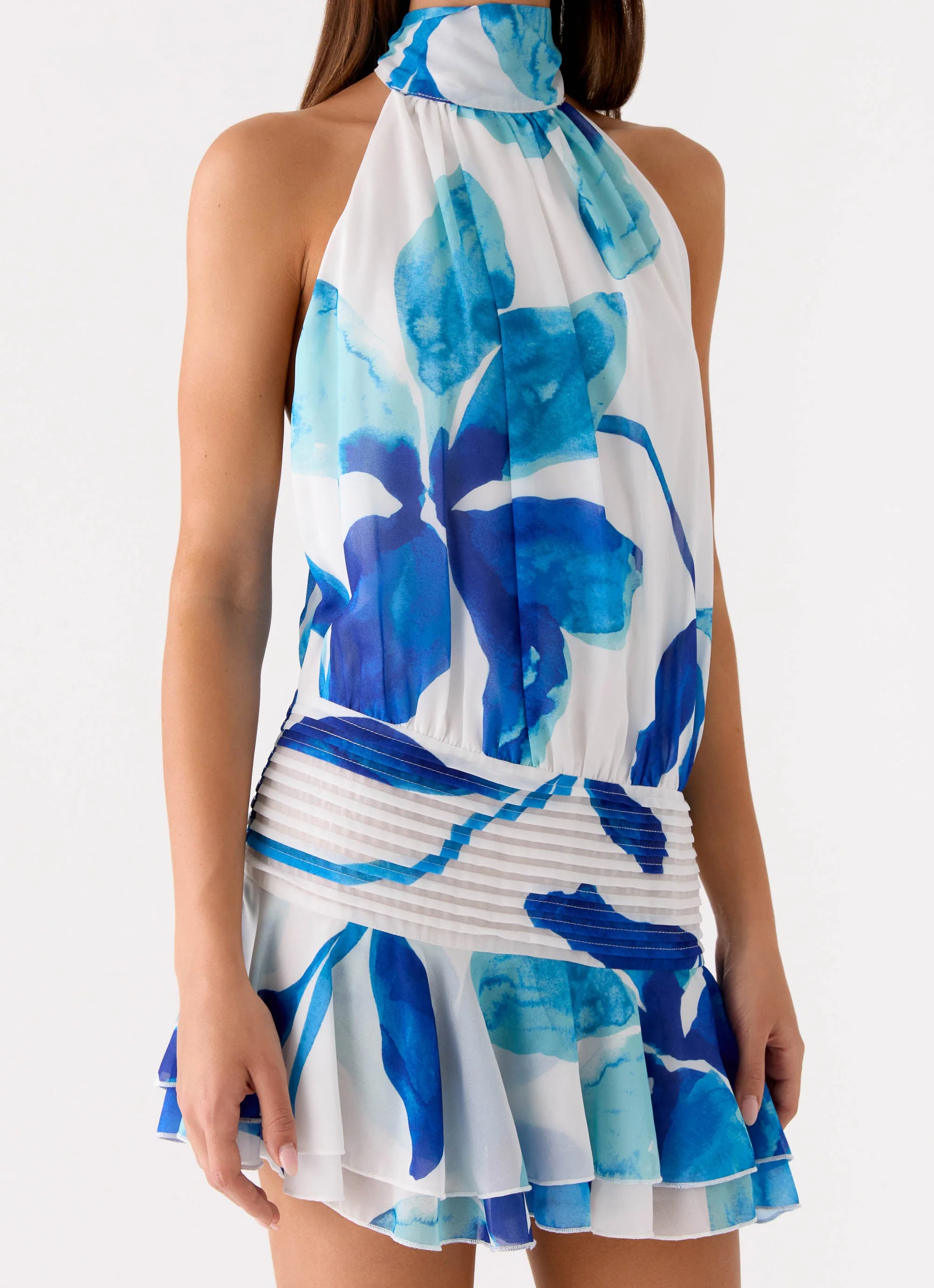 Willow Chiffon Mini Dress - Cerulean Bloom - Image 5