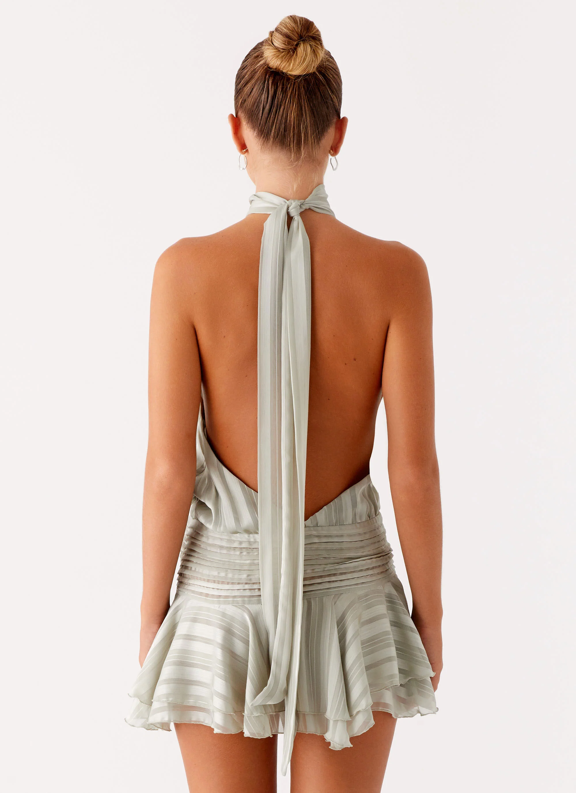 Willow Chiffon Mini Dress - Green - Image 5