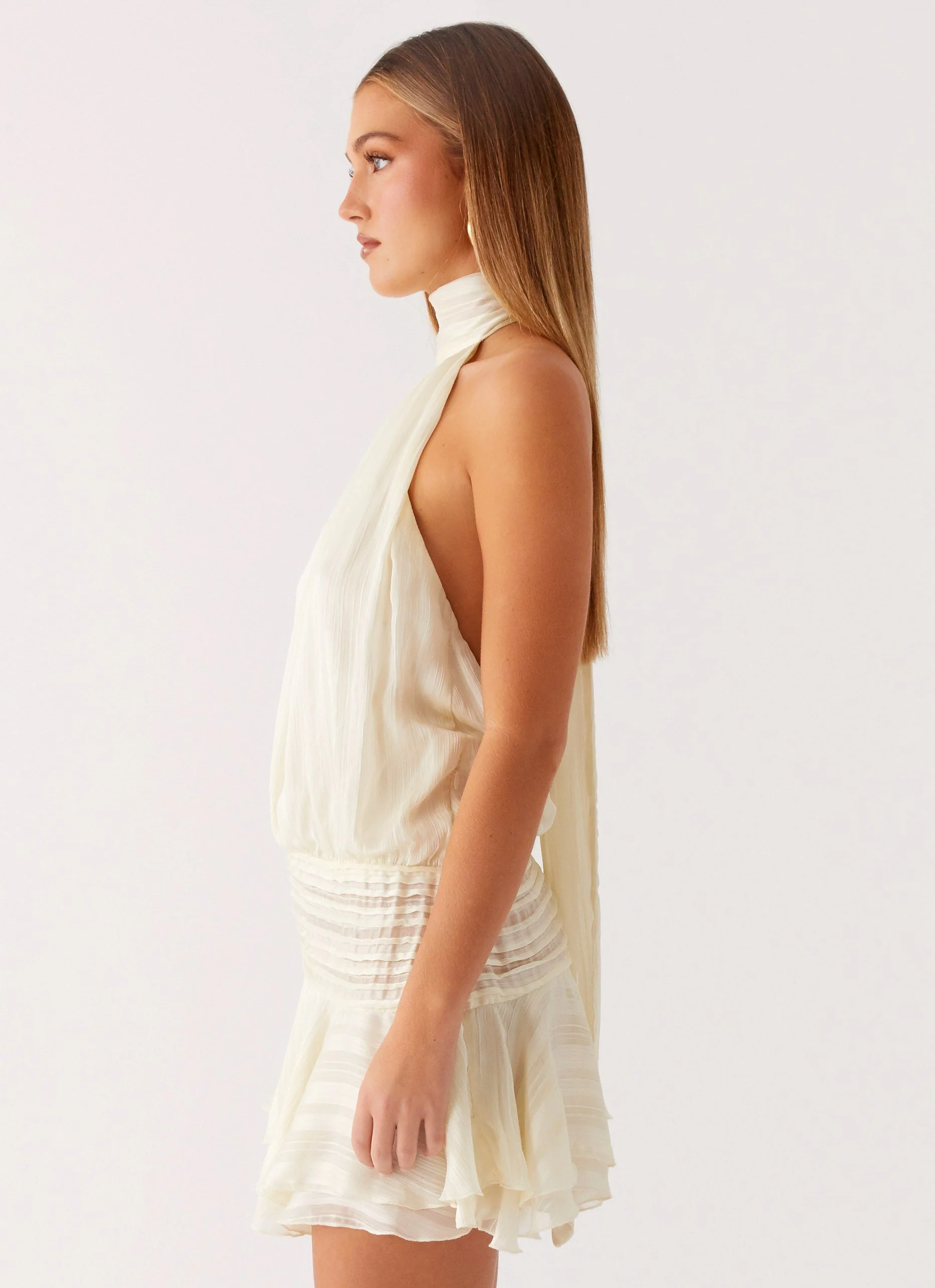 Willow Chiffon Mini Dress - Ivory - Image 2