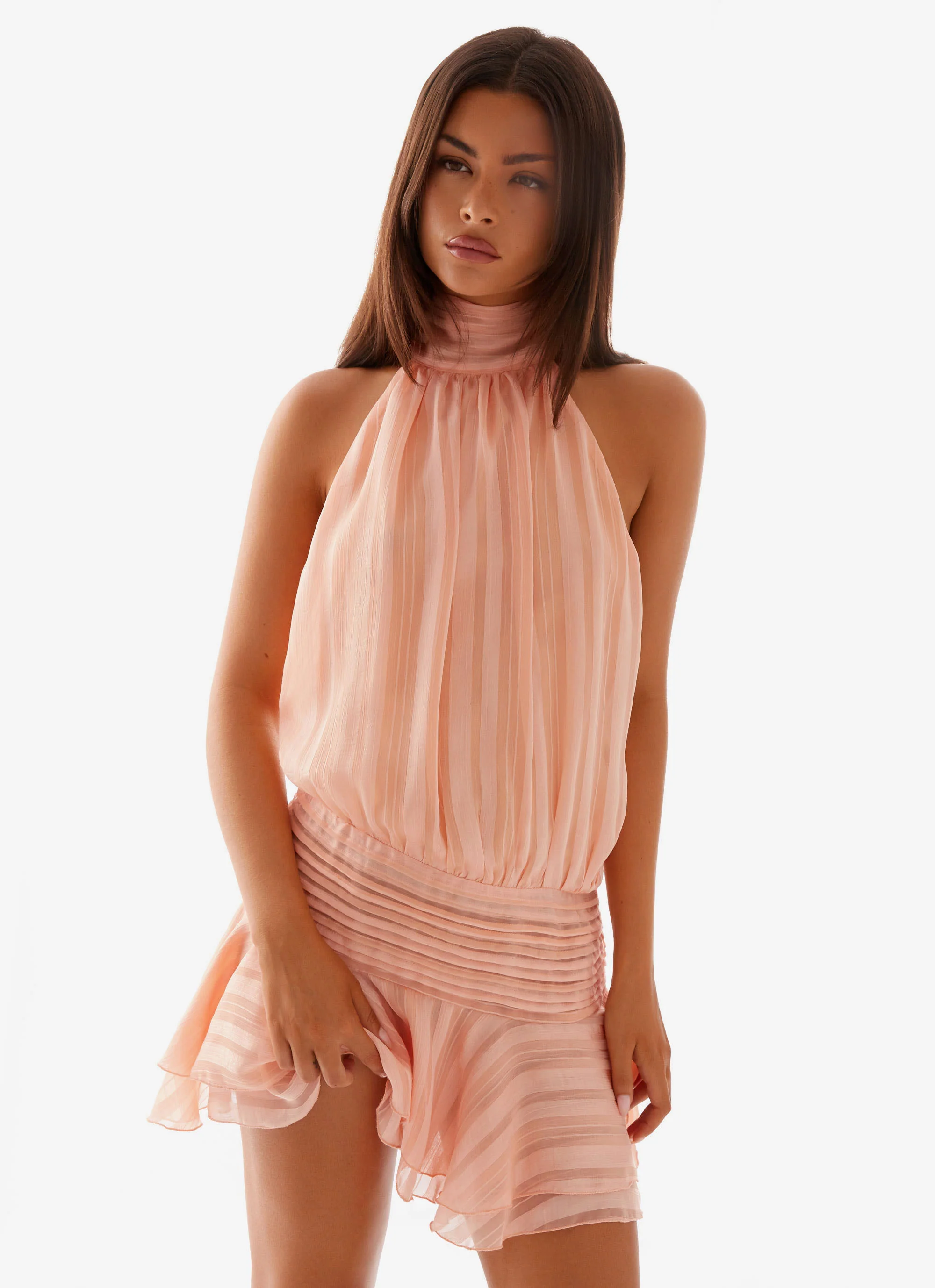 Willow Chiffon Mini Dress - Orange - Image 5