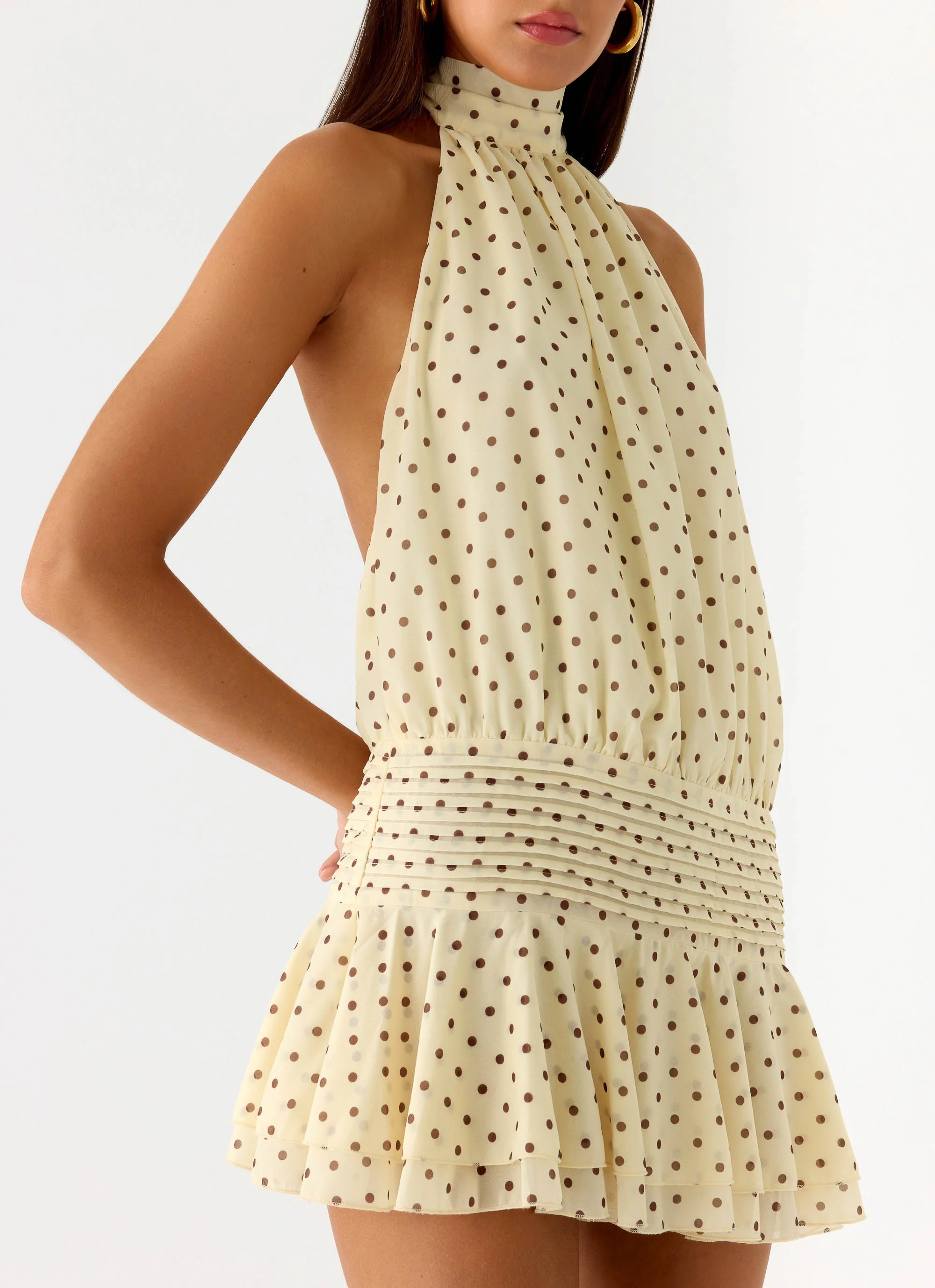 Willow Chiffon Mini Dress - Yellow Polkadot - Image 6