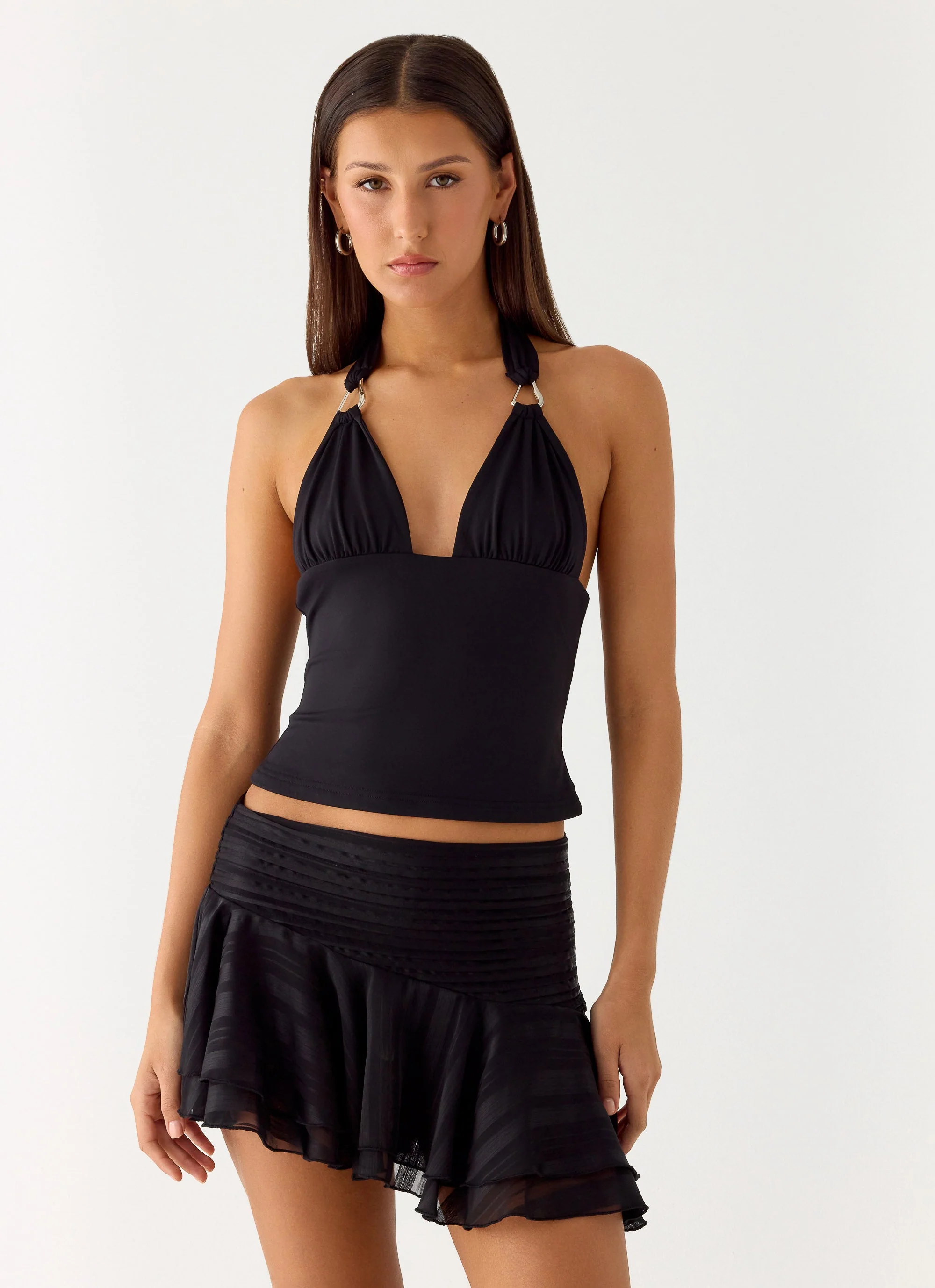 Willow Chiffon Mini Skirt - Black - Image 6