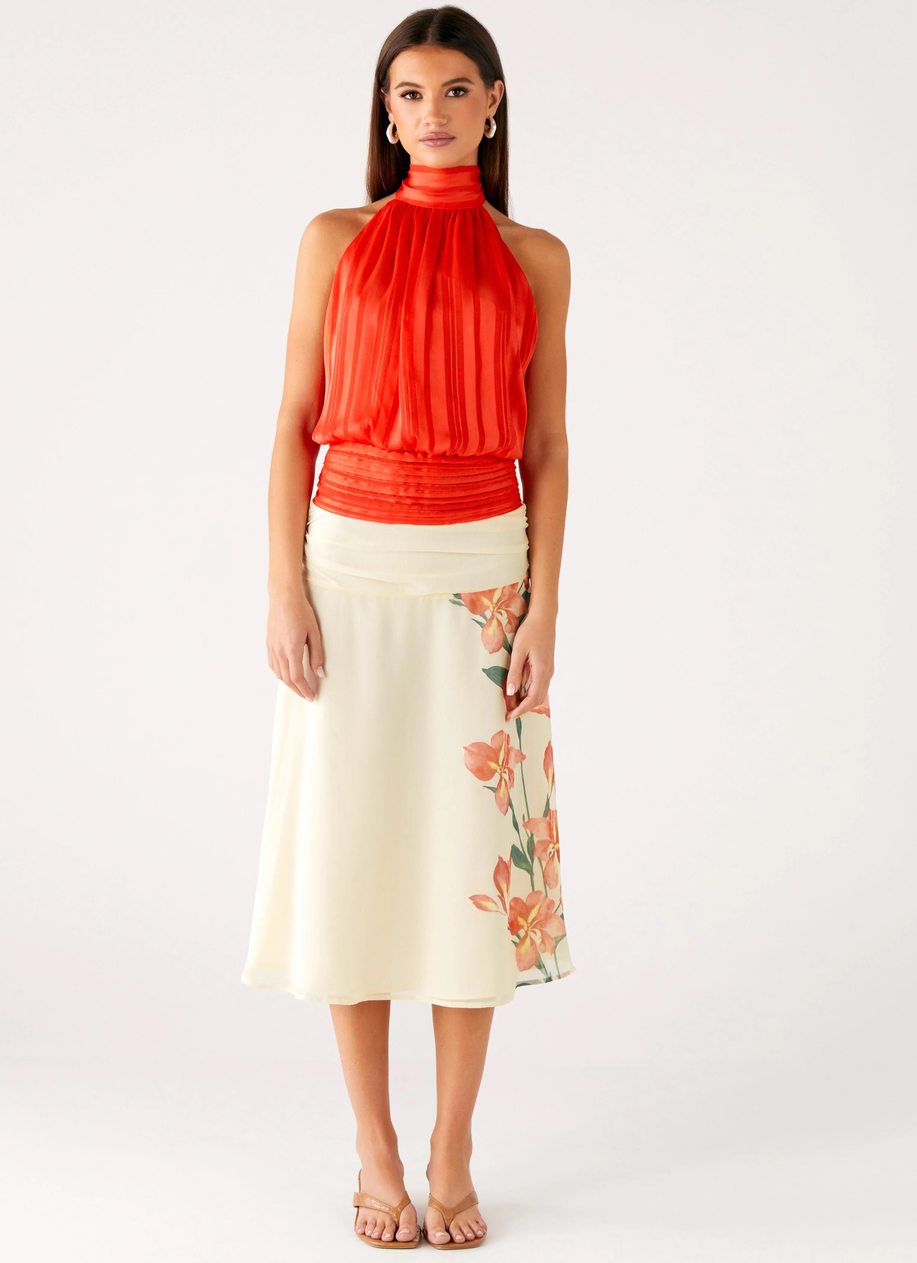 Willow Chiffon Top - Coral - Image 4