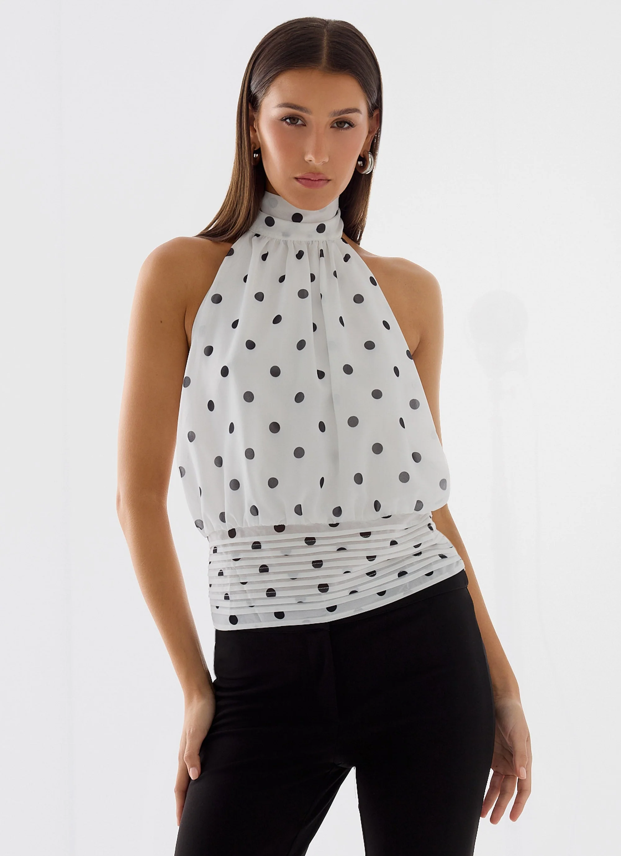 Willow Chiffon Top - White Polkadot - Image 6