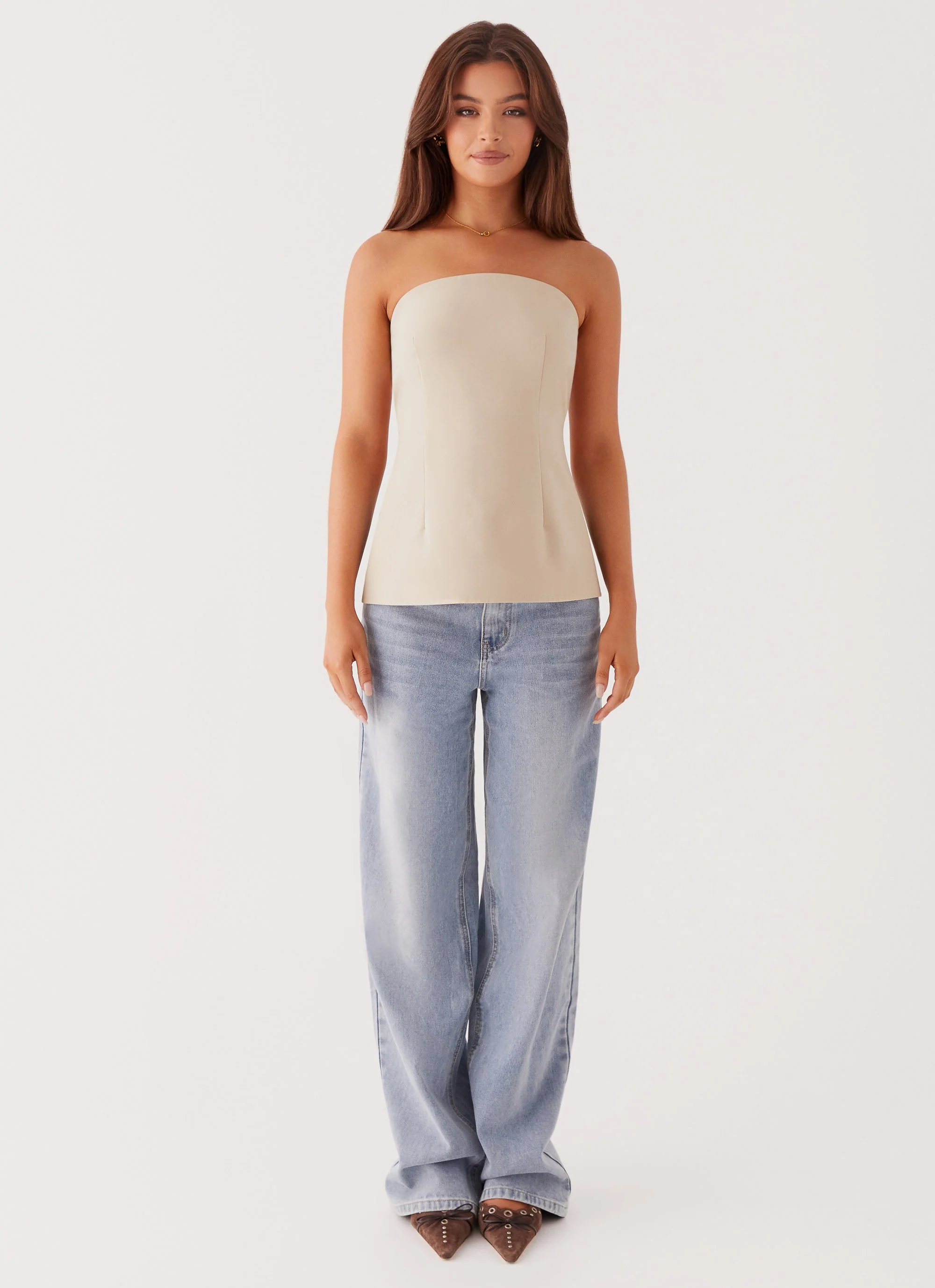 Willow Rivers Strapless Top - Beige - Image 3