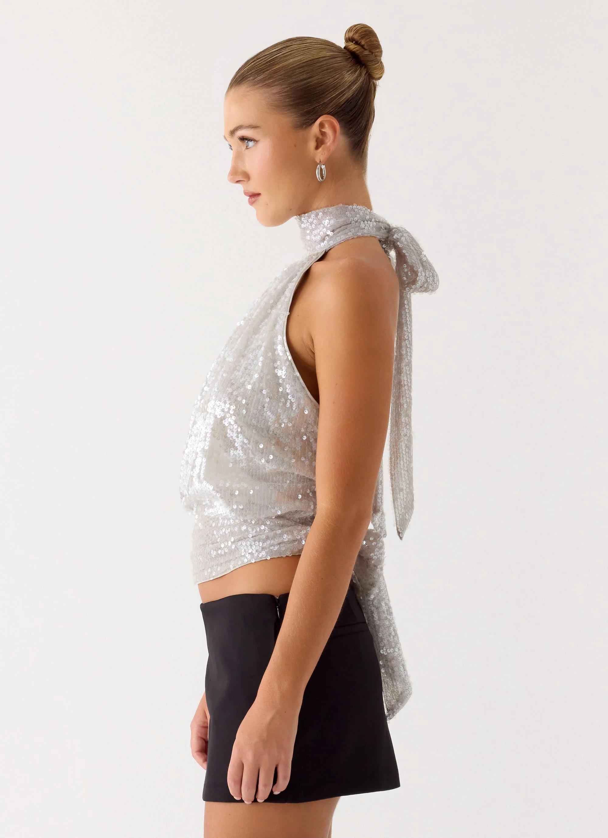 Willow Sequin Top - Silver - Image 5