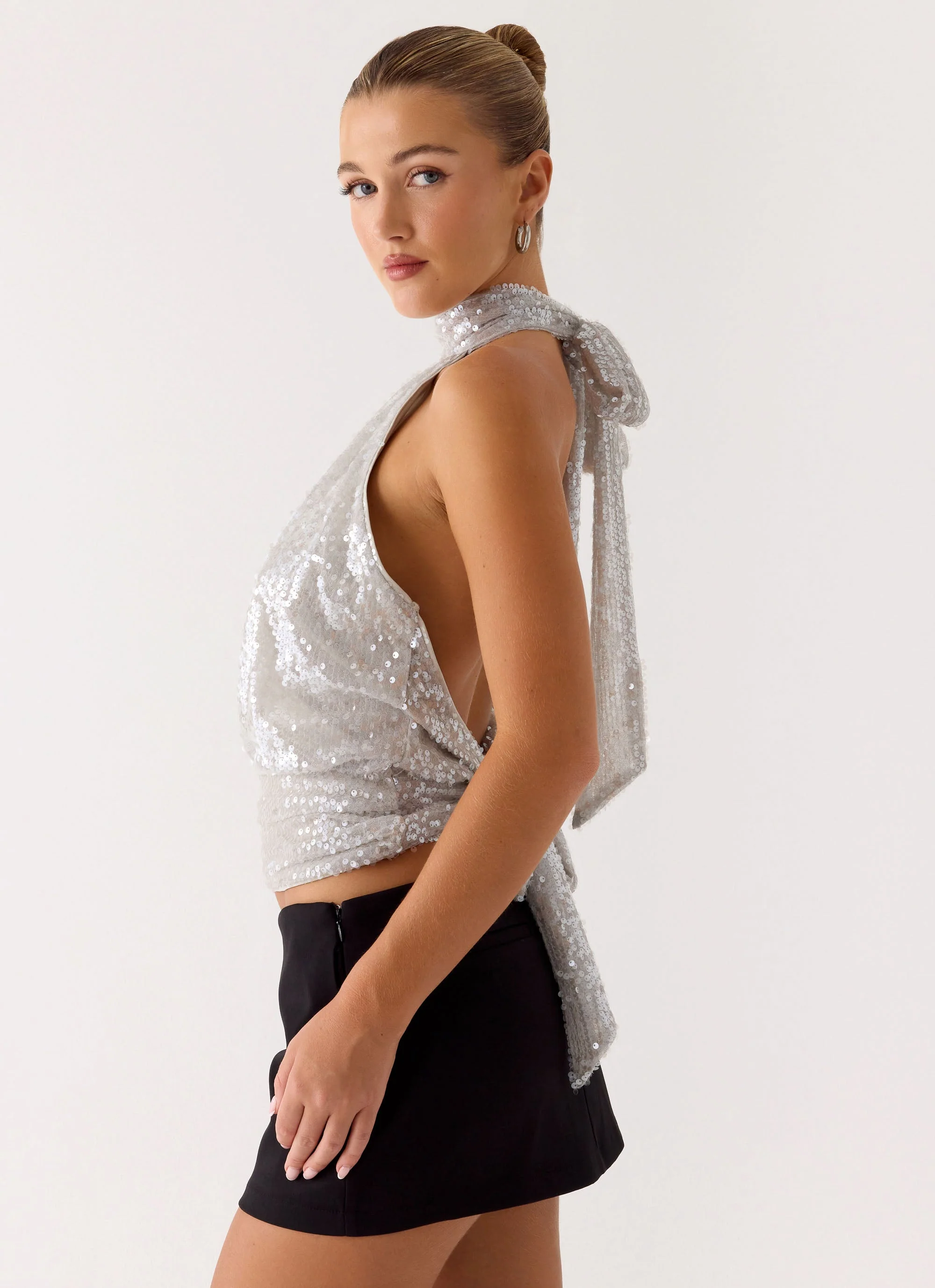 Willow Sequin Top - Silver - Image 8