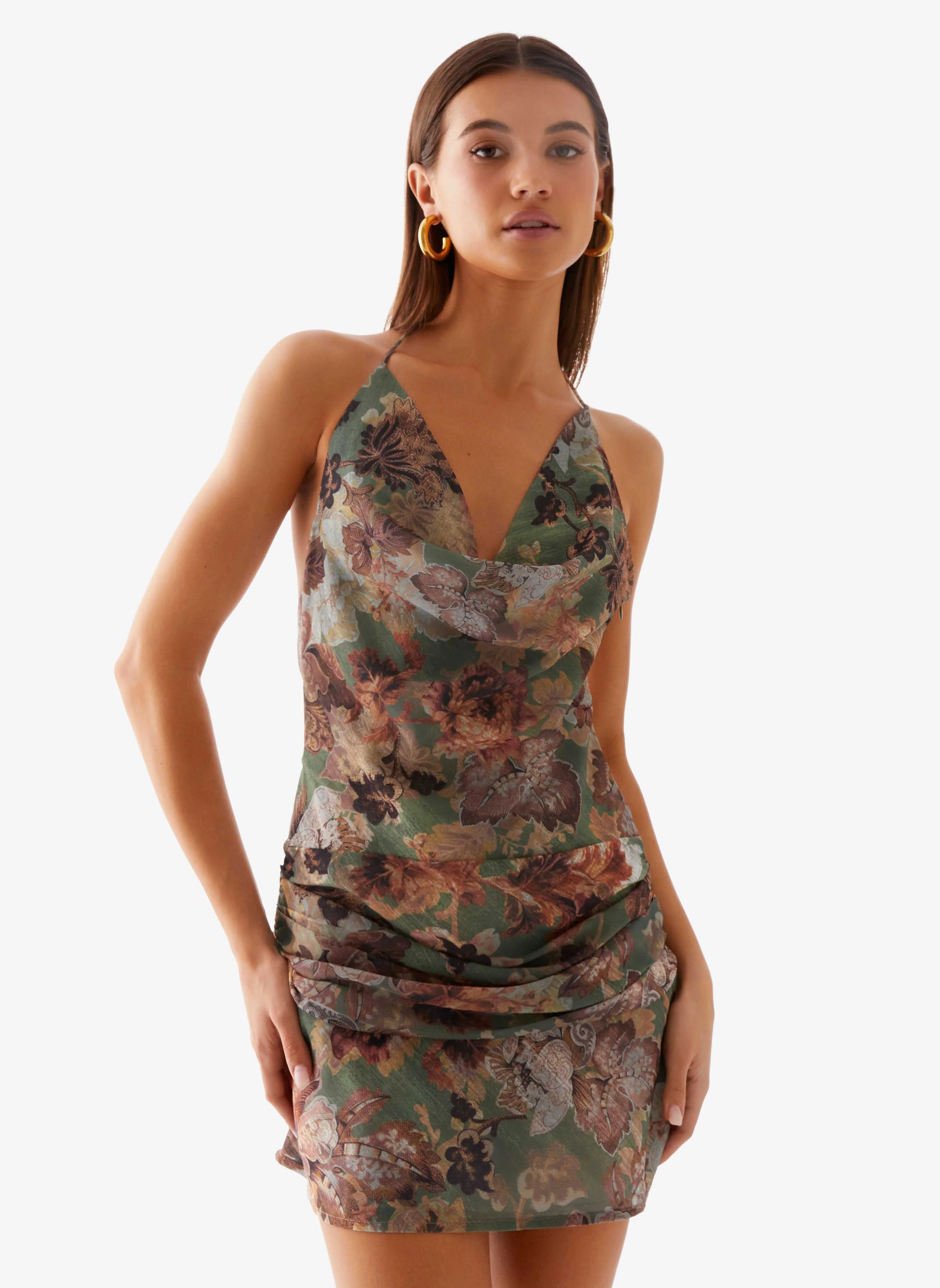 Wineweather Cowl Mini Dress - Vintage Blossom - Image 6
