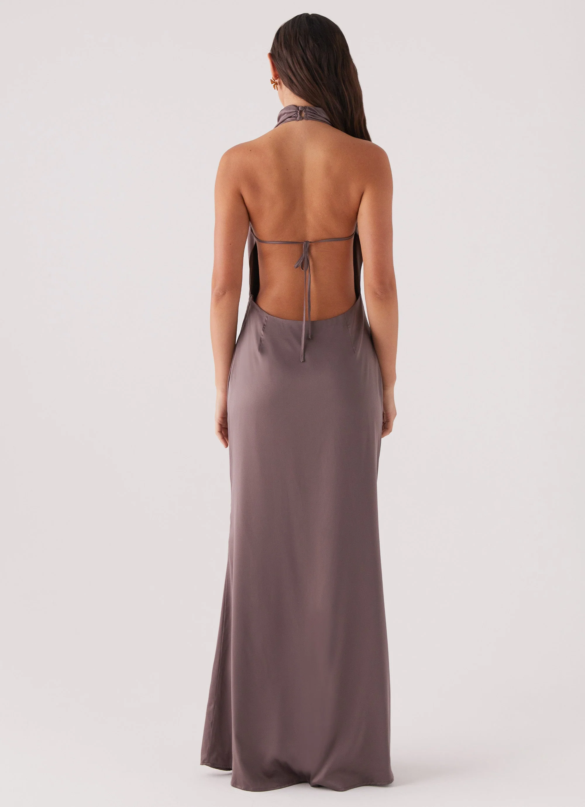 Wynn Satin Maxi Dress - Chocolate - Image 5