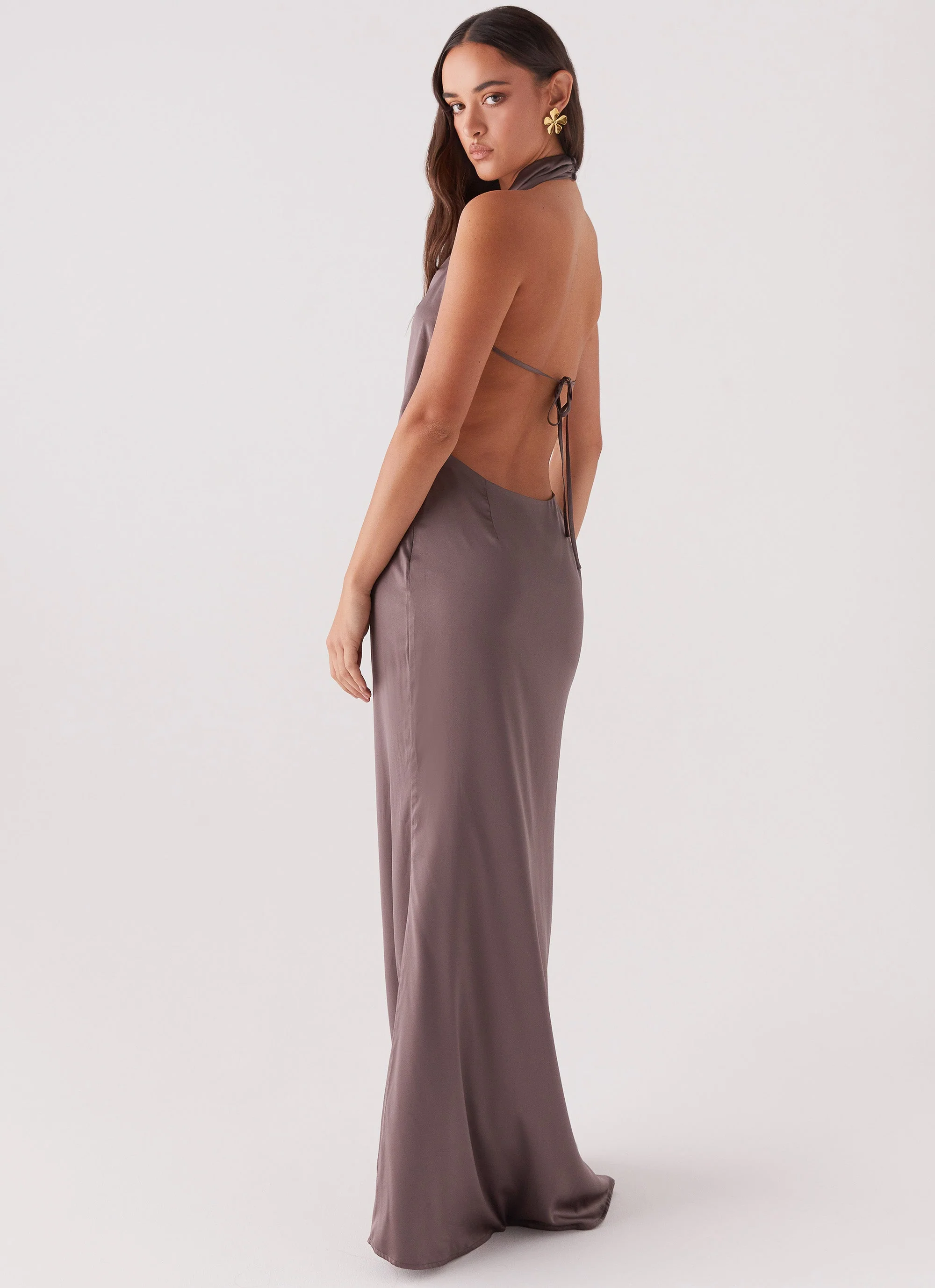 Wynn Satin Maxi Dress - Chocolate - Image 6