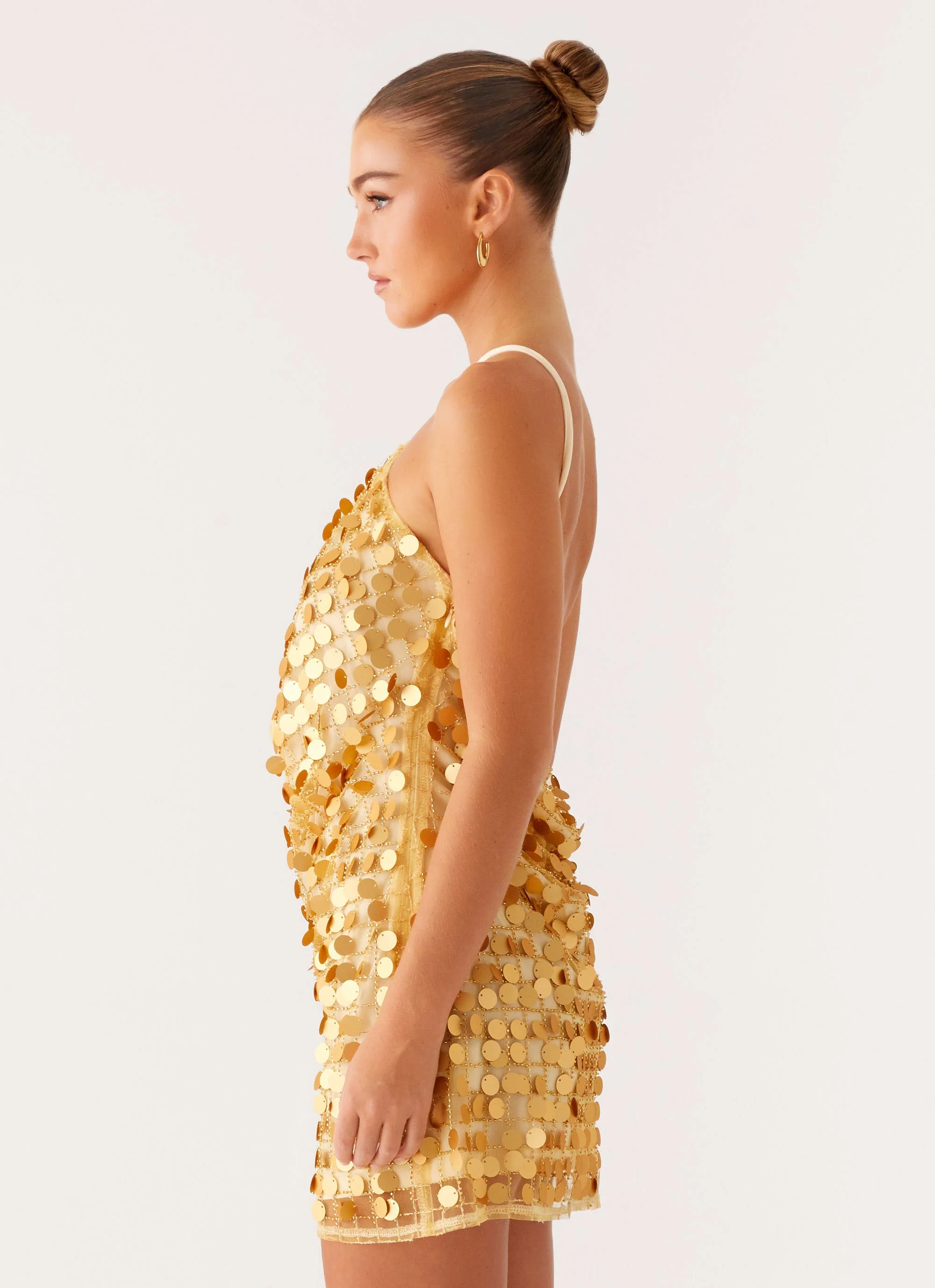Xander Sequin Mini Dress - Gold - Image 3