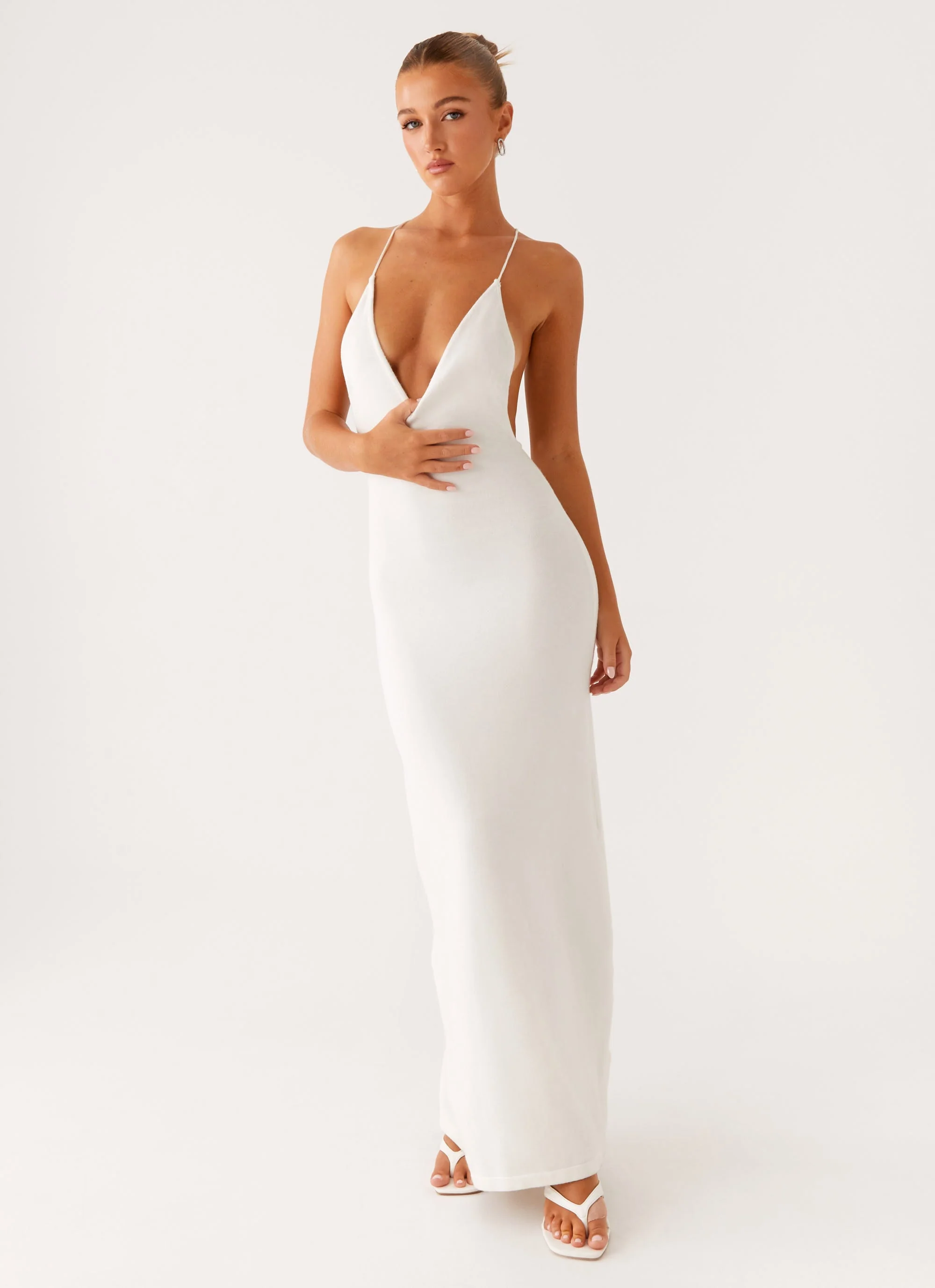Yalina Knit Maxi Dress - Ivory - Image 6
