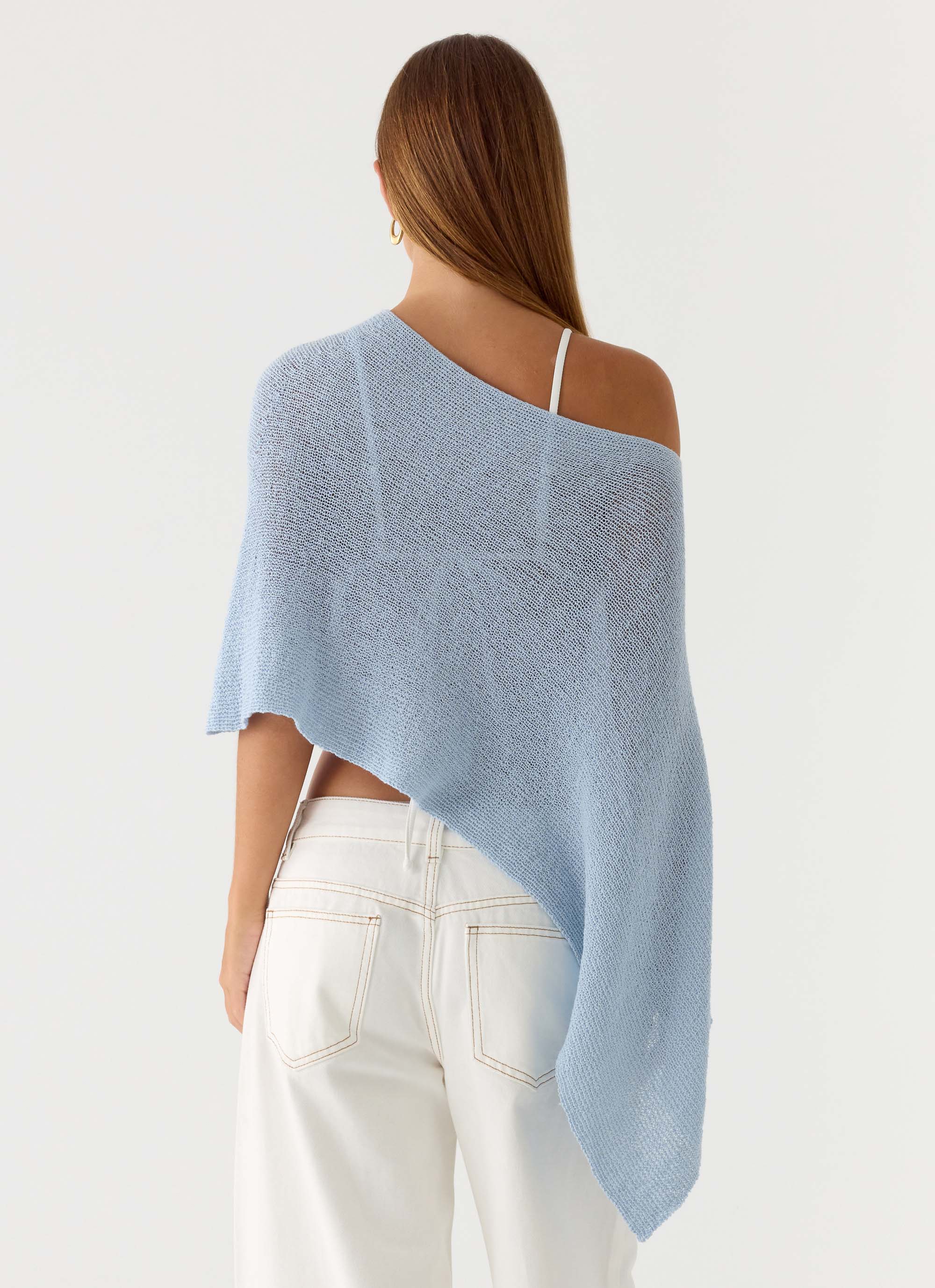 Yas Knit Cape - Blue - Image 3