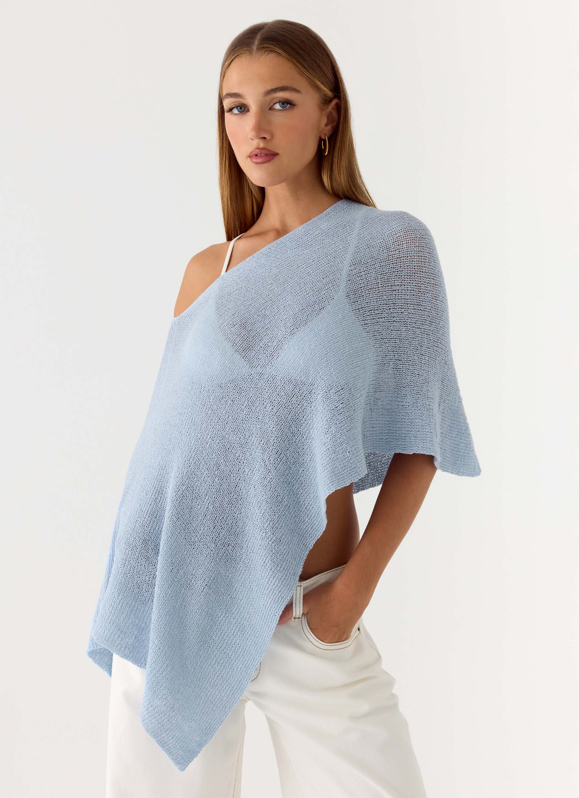 Yas Knit Cape - Blue - Image 6