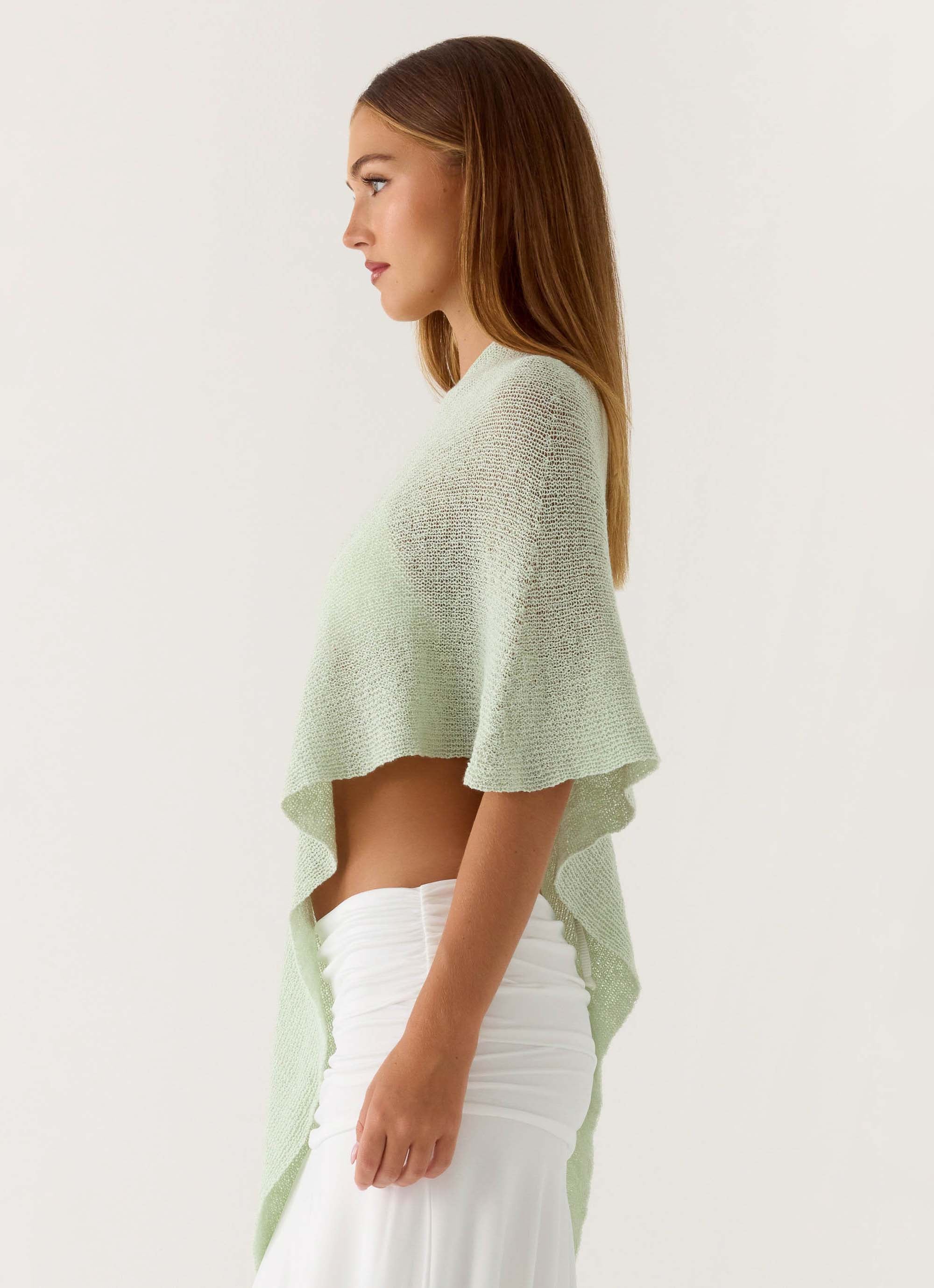 Yas Knit Cape - Green - Image 3