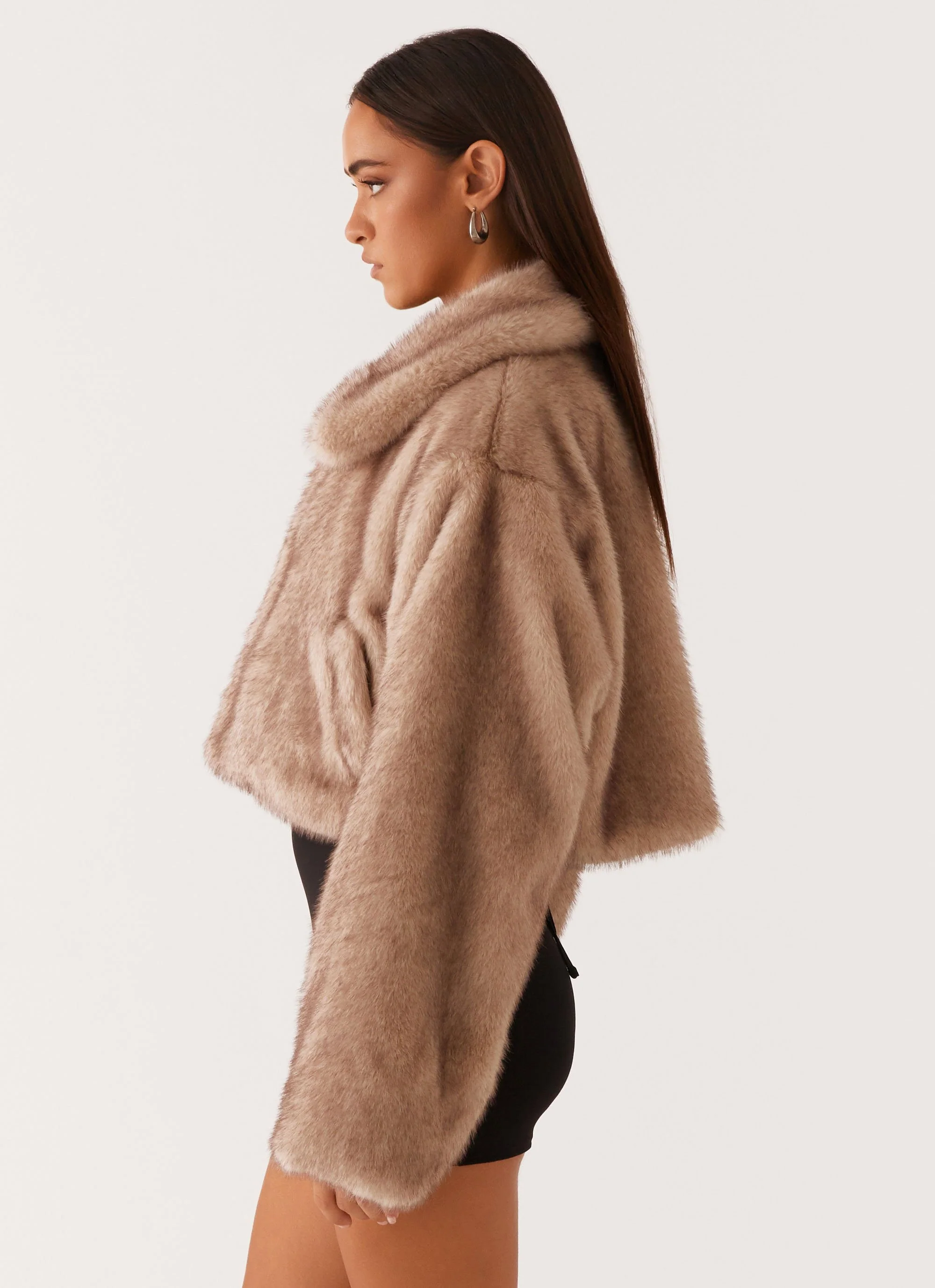 Yasmina Faux Fur Jacket - Beige - Image 7