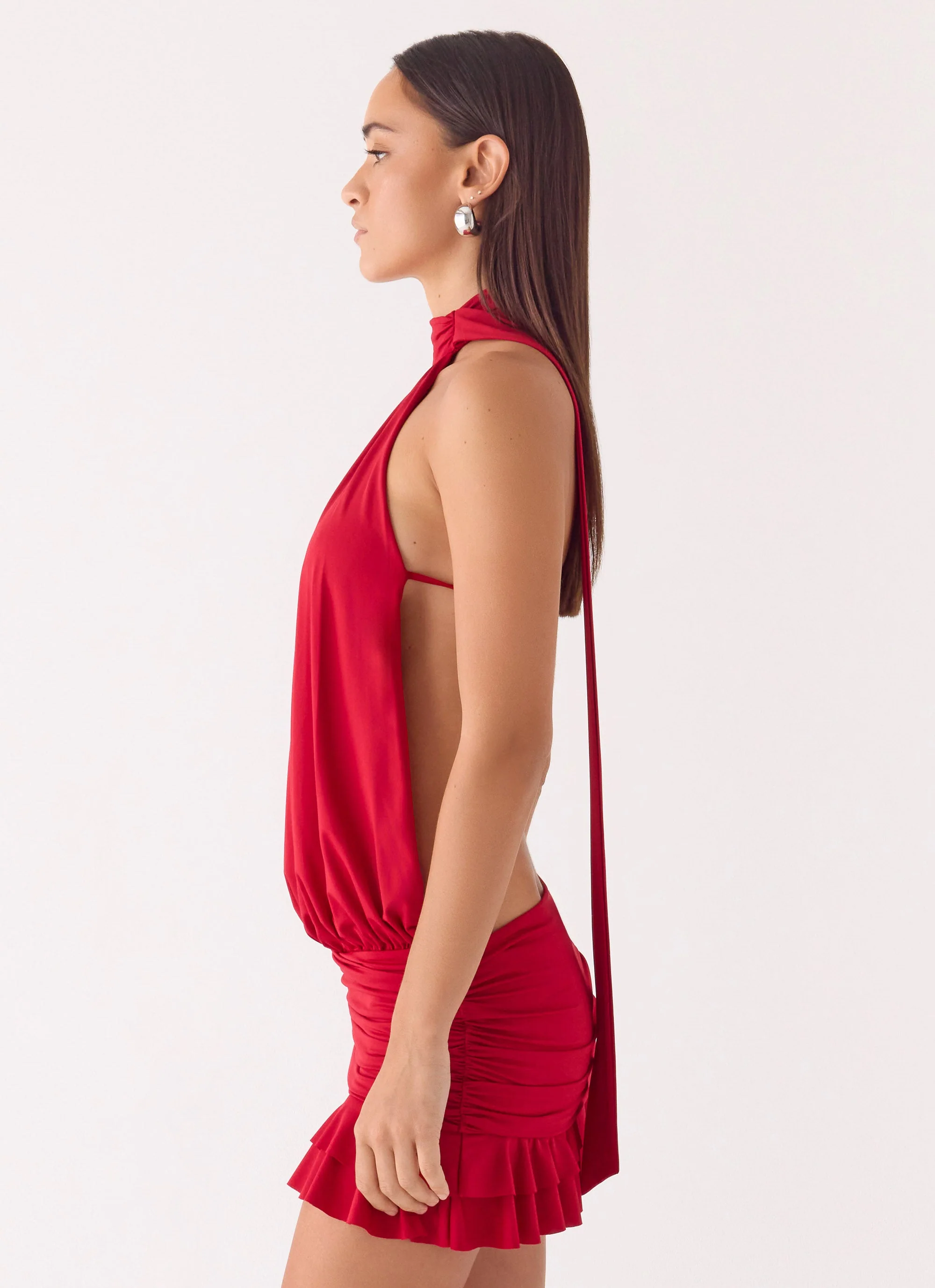 Yelena Backless Mini Dress - Deep Red - Image 2