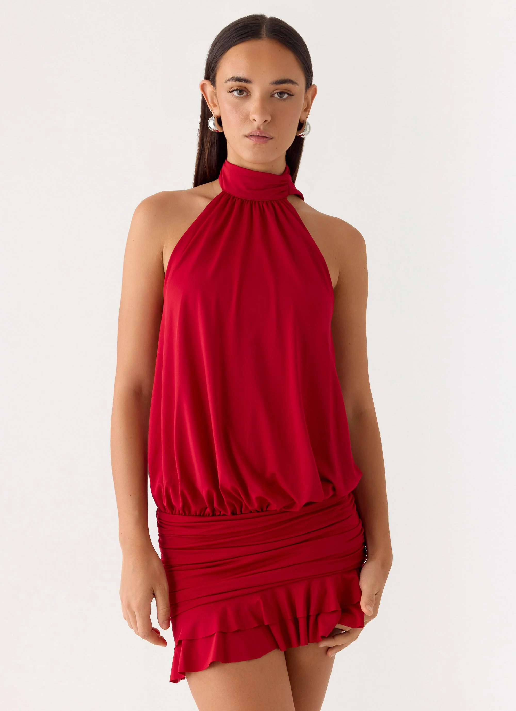 Yelena Backless Mini Dress - Deep Red - Image 6