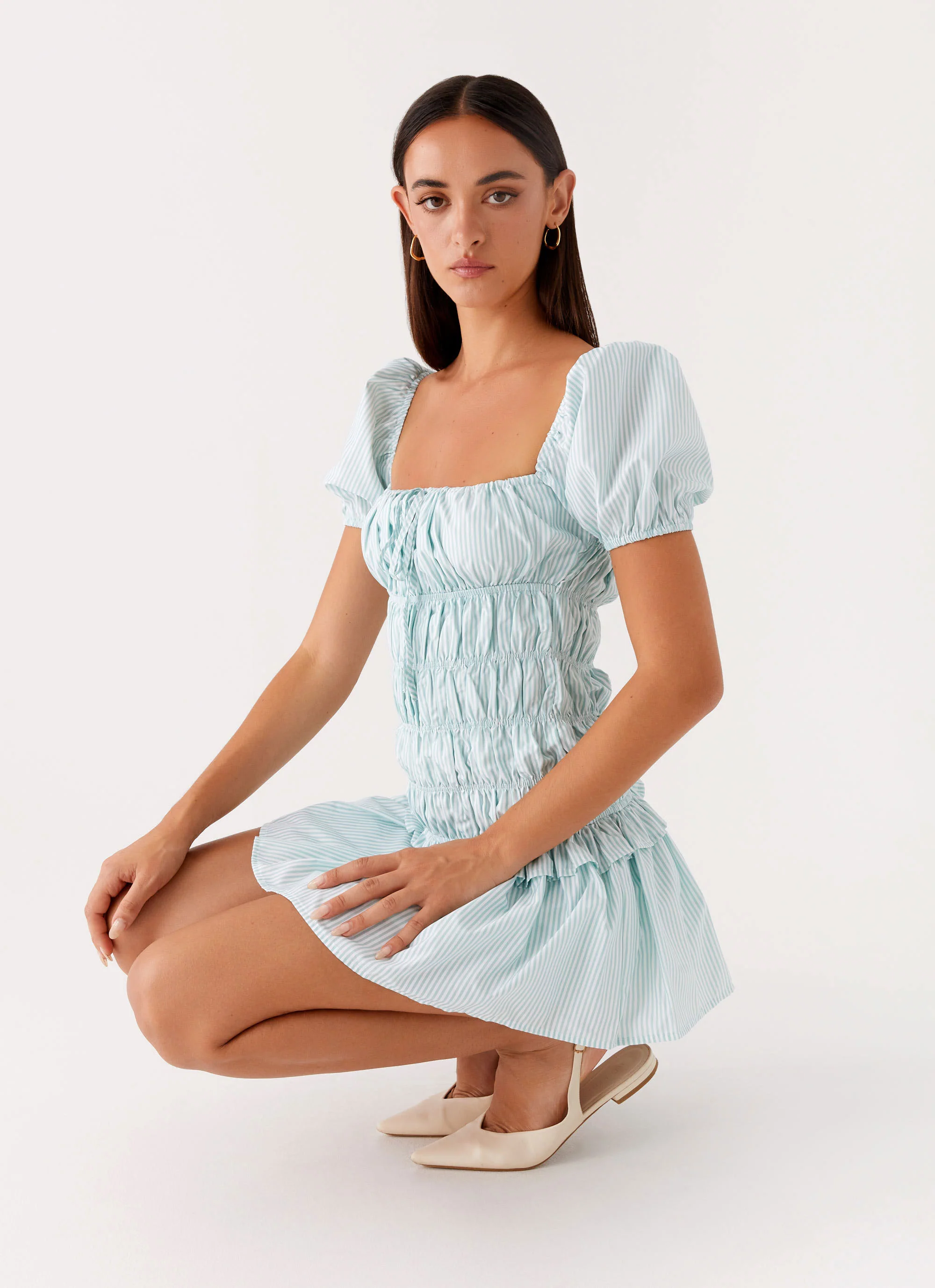 Yolene Mini Dress - Green Gingham - Image 6