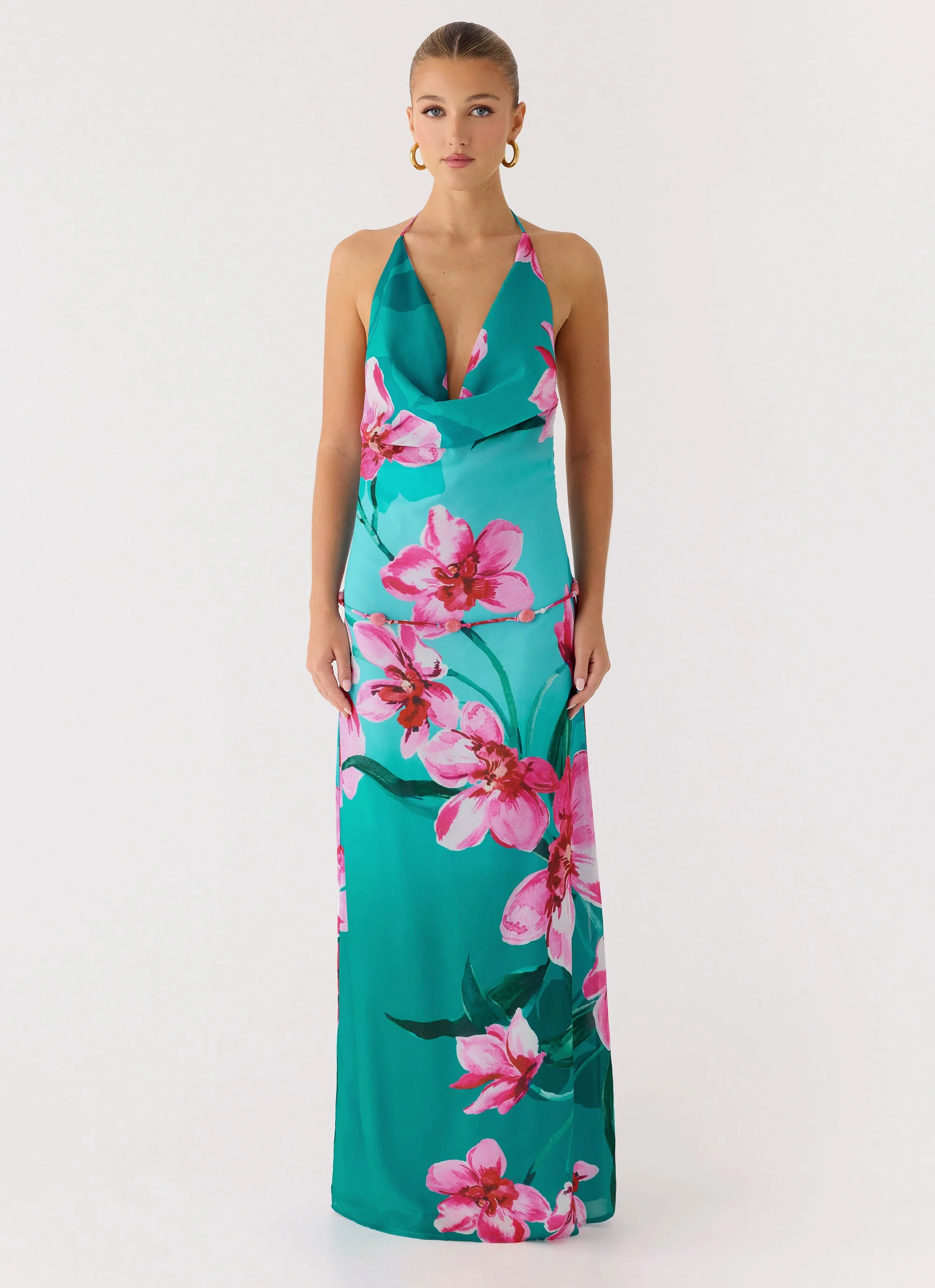 Yoon Beaded Cowl Maxi Dress - Petal Reef - Image 4