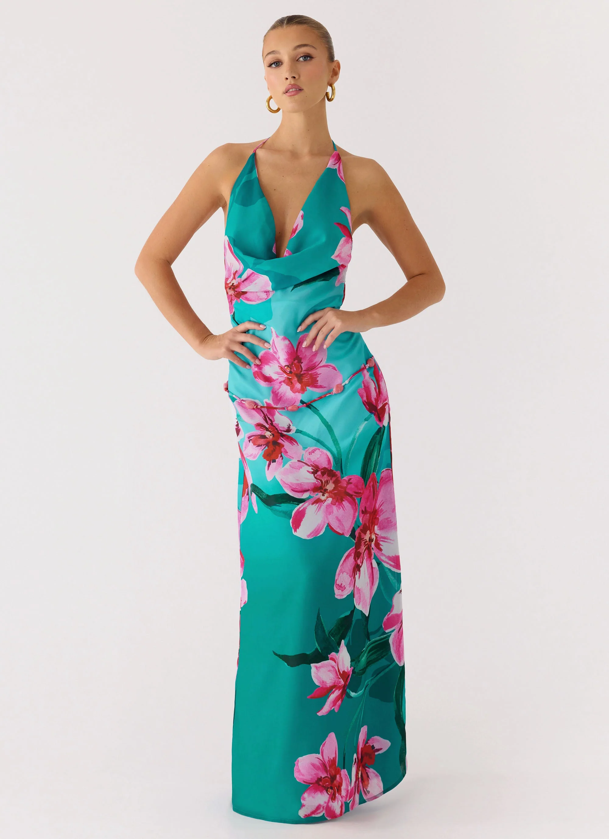 Yoon Beaded Cowl Maxi Dress - Petal Reef - Image 5