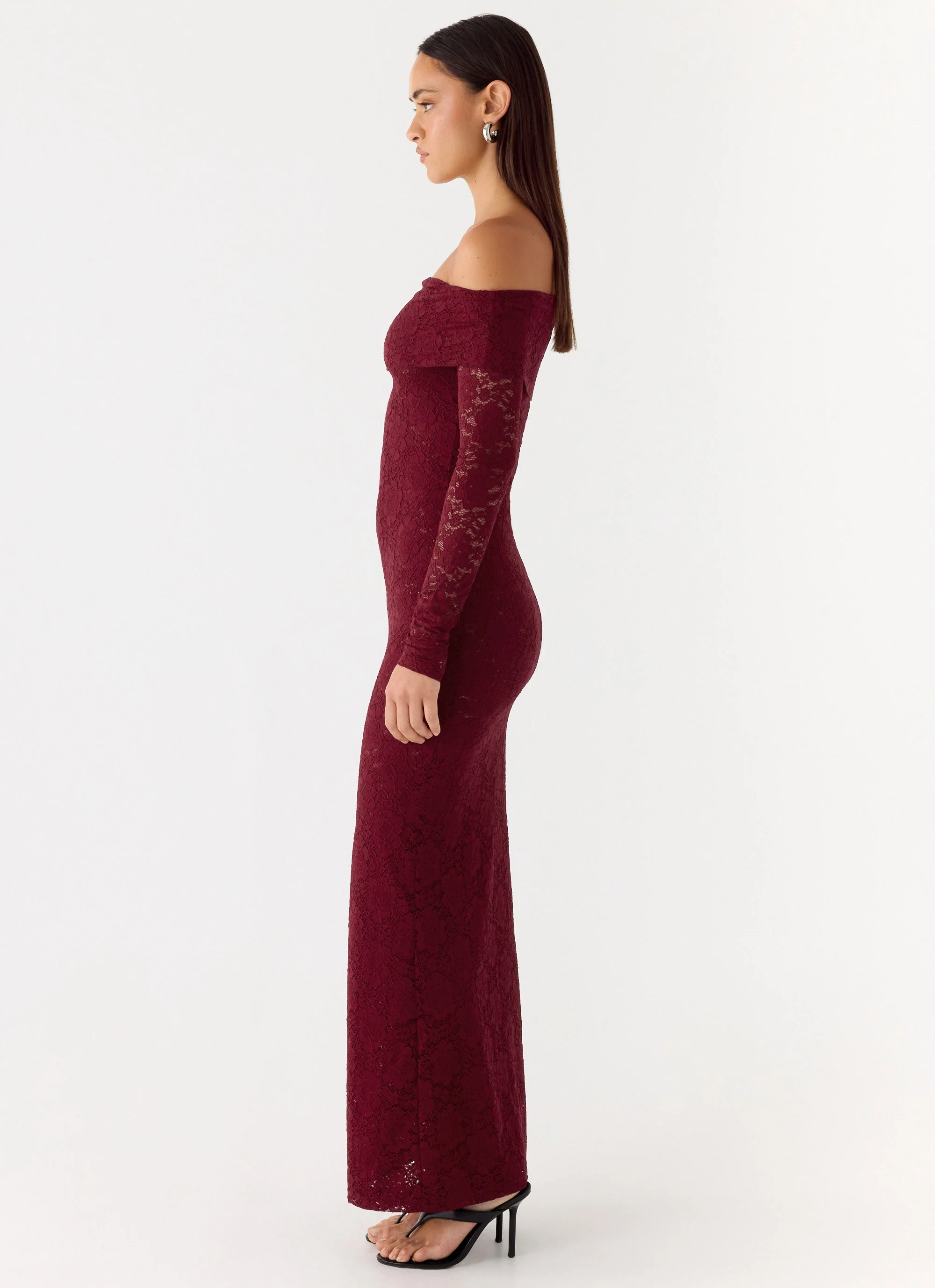 Yours Always Lace Maxi Dress - Merlot - Image 2