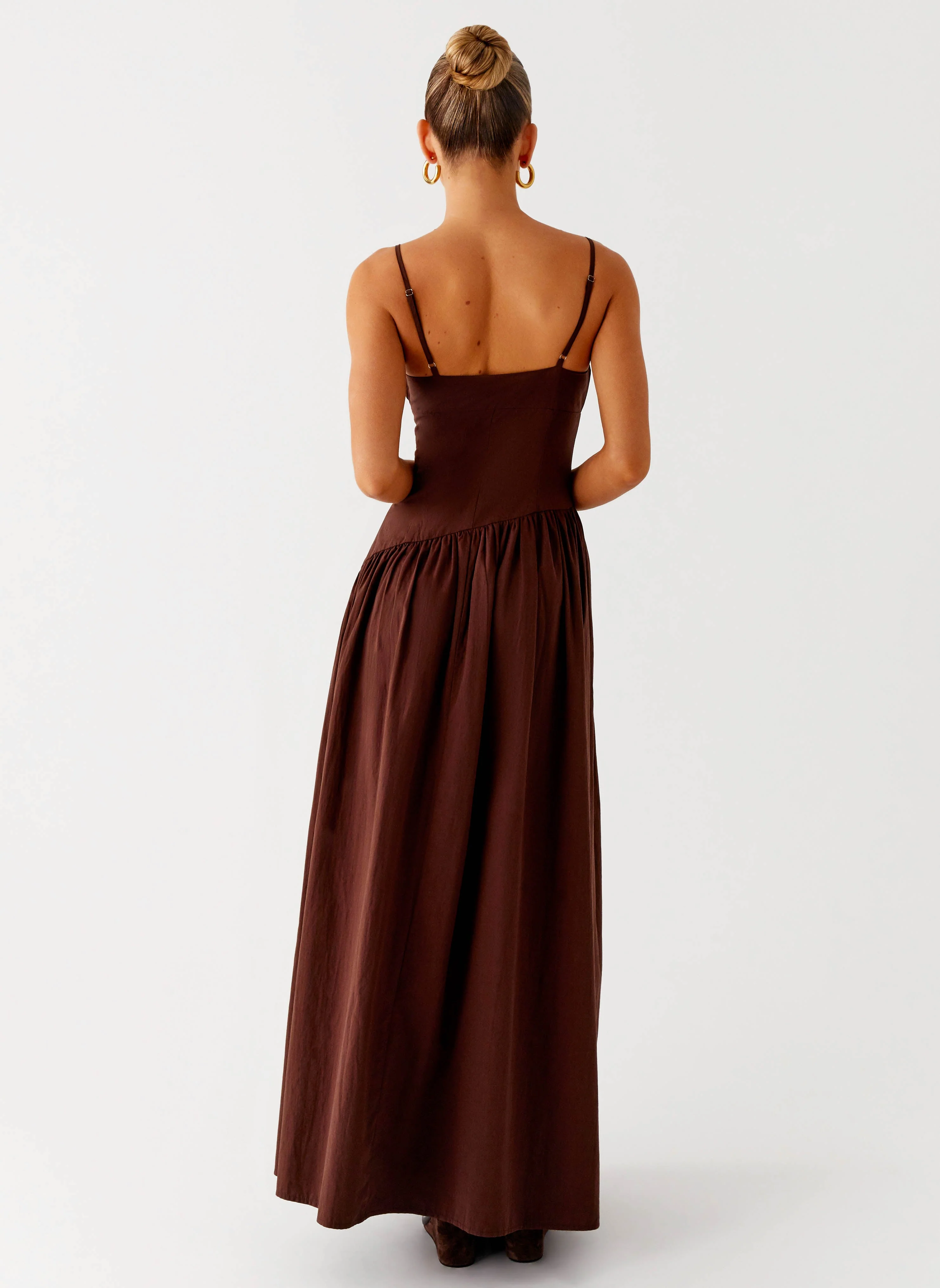 Yuna Drop Waist Maxi Dress - Chocolate - Image 4