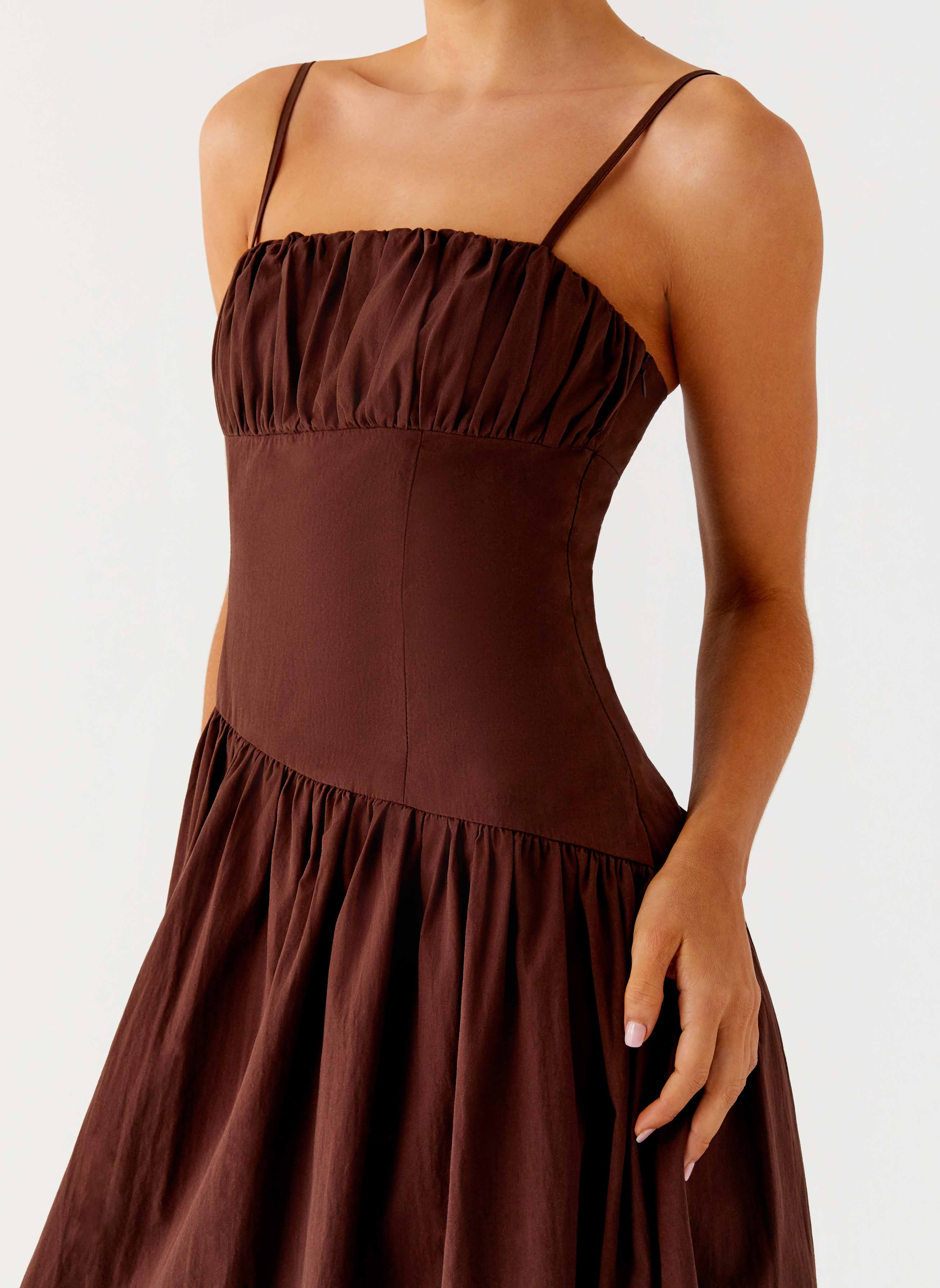 Yuna Drop Waist Maxi Dress - Chocolate - Image 6