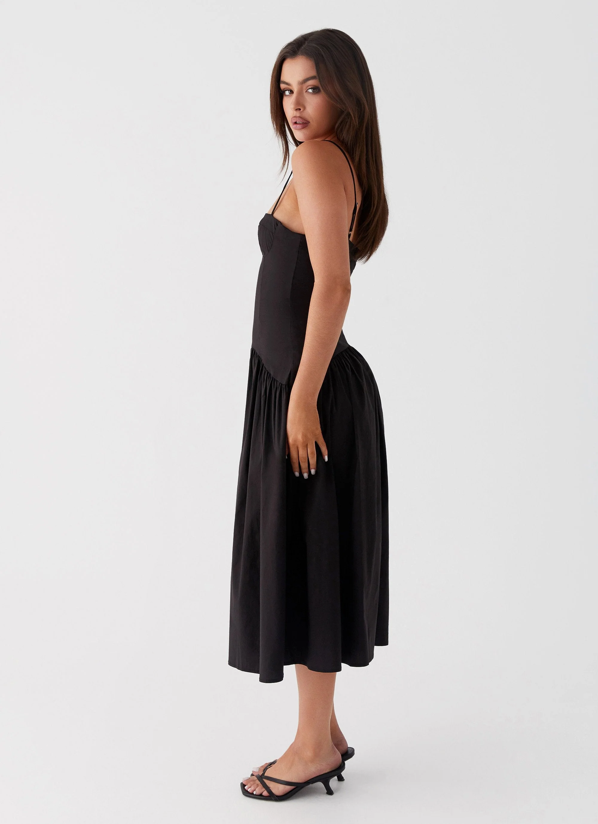 Yvette Corset Midi Dress - Black - Image 3
