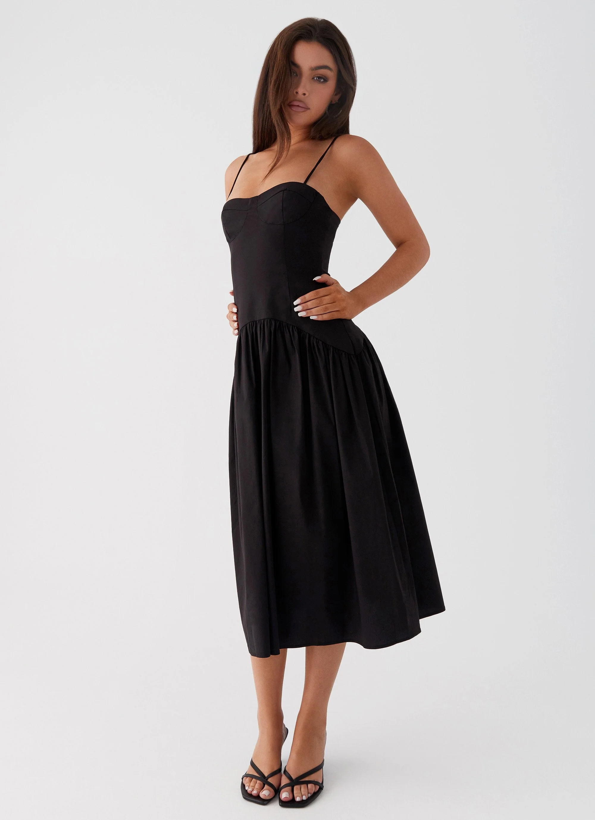 Yvette Corset Midi Dress - Black - Image 4